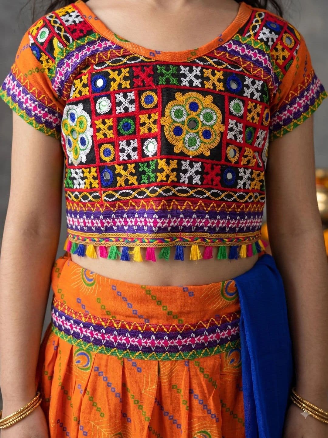 ahhaaaa Girls Embellished Mirror Work Ready to Wear Lehenga & Blouse With Dupatta thumbnail 7