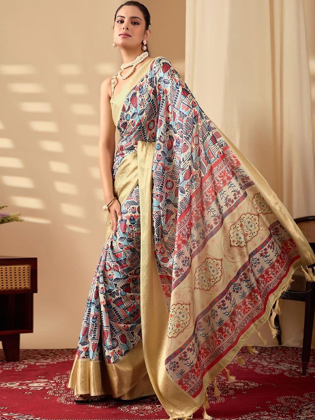 Moda Rapido Zari Silk Blend Designer Saree thumbnail 3