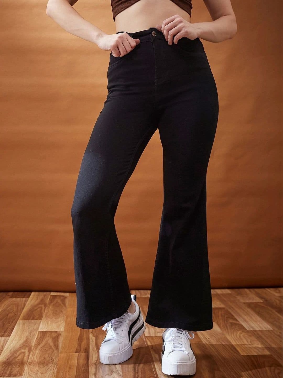 DOLCE CRUDO Women Bootcut High-Rise Heavy Fade Stretchable Jeans - view 1