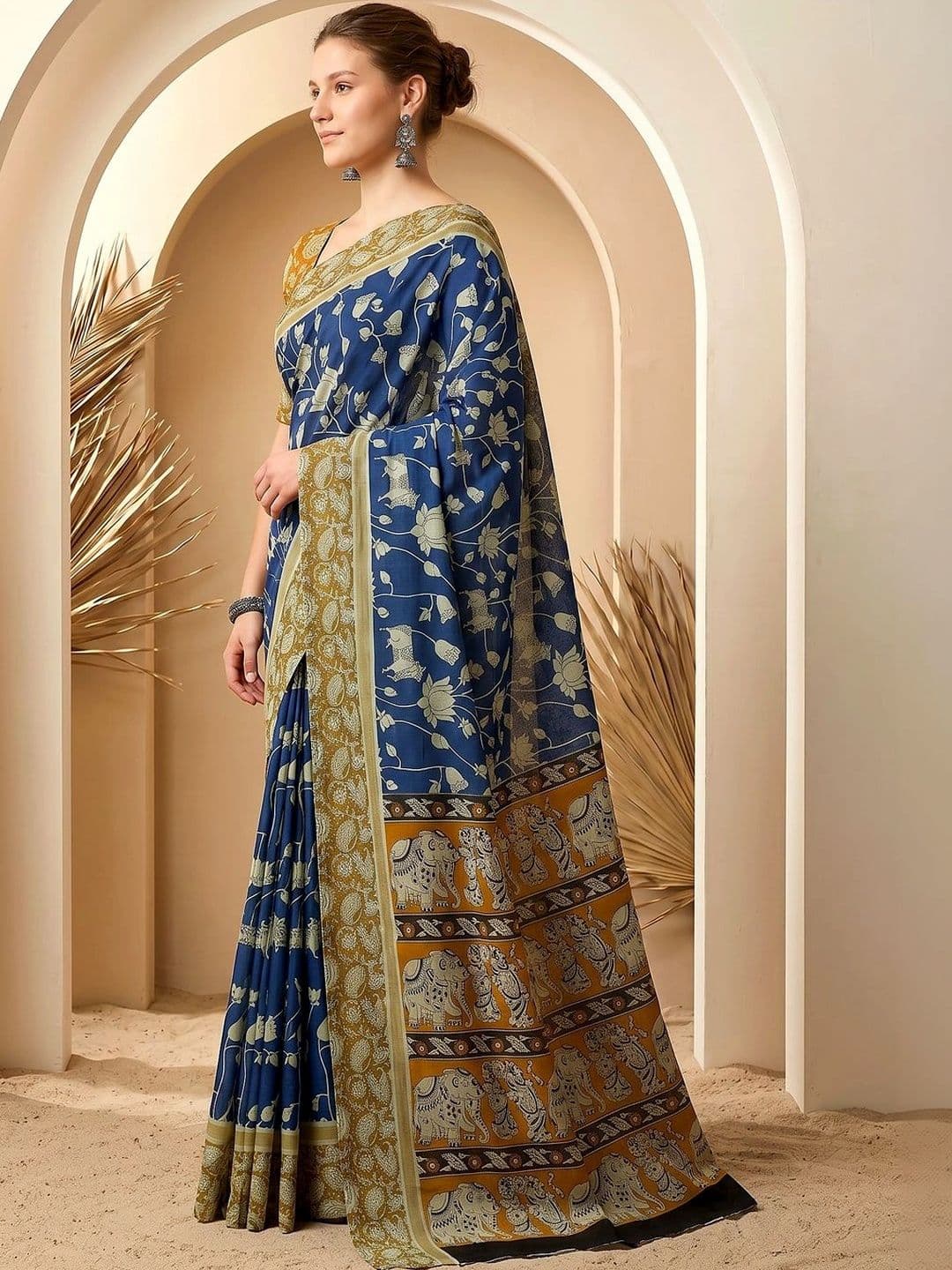 VS MALL Floral Pure Cotton Saree thumbnail 4