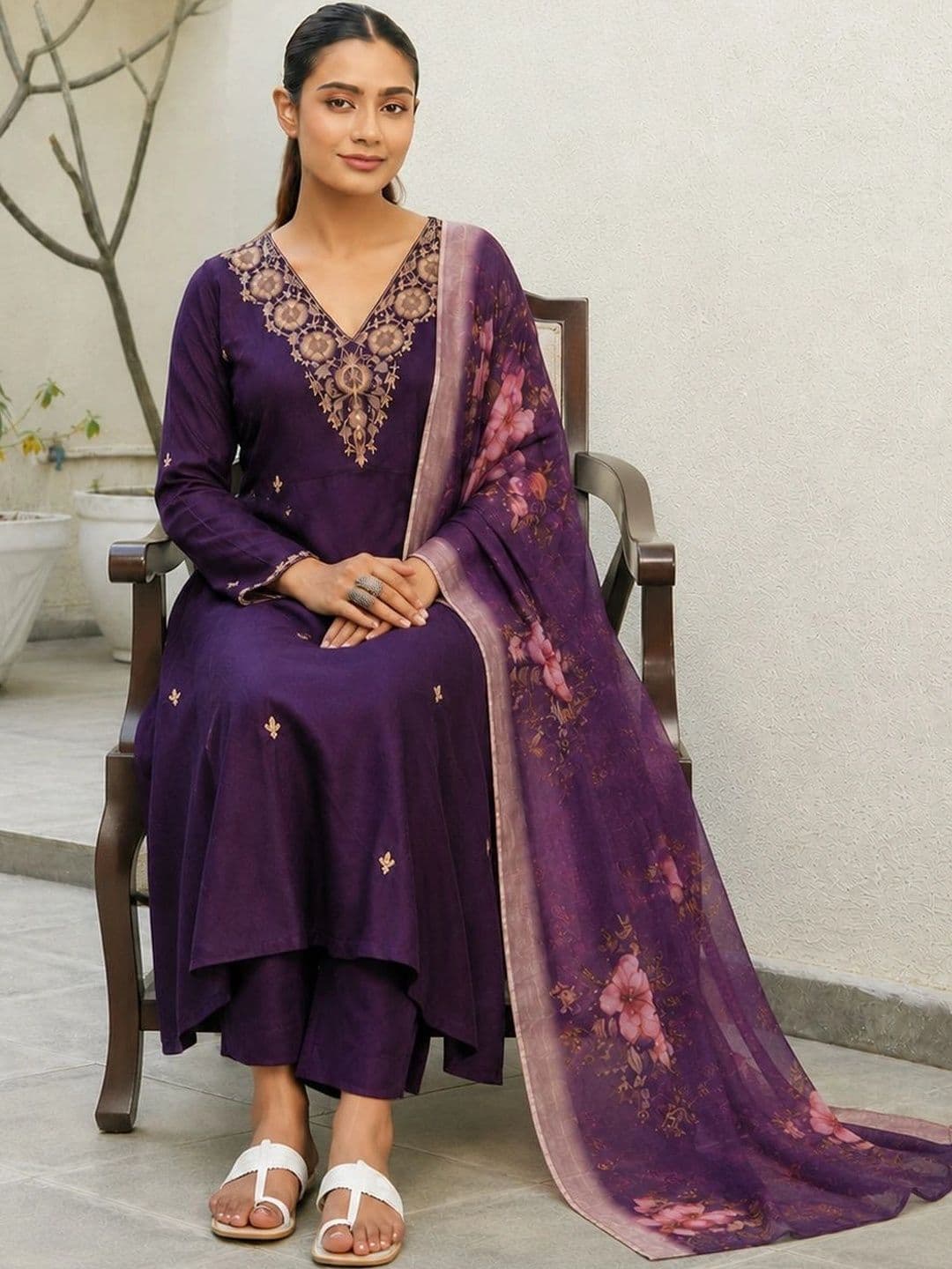 KALINI Women Ethnic Motifs Kurta with Trousers & With Dupatta thumbnail 3