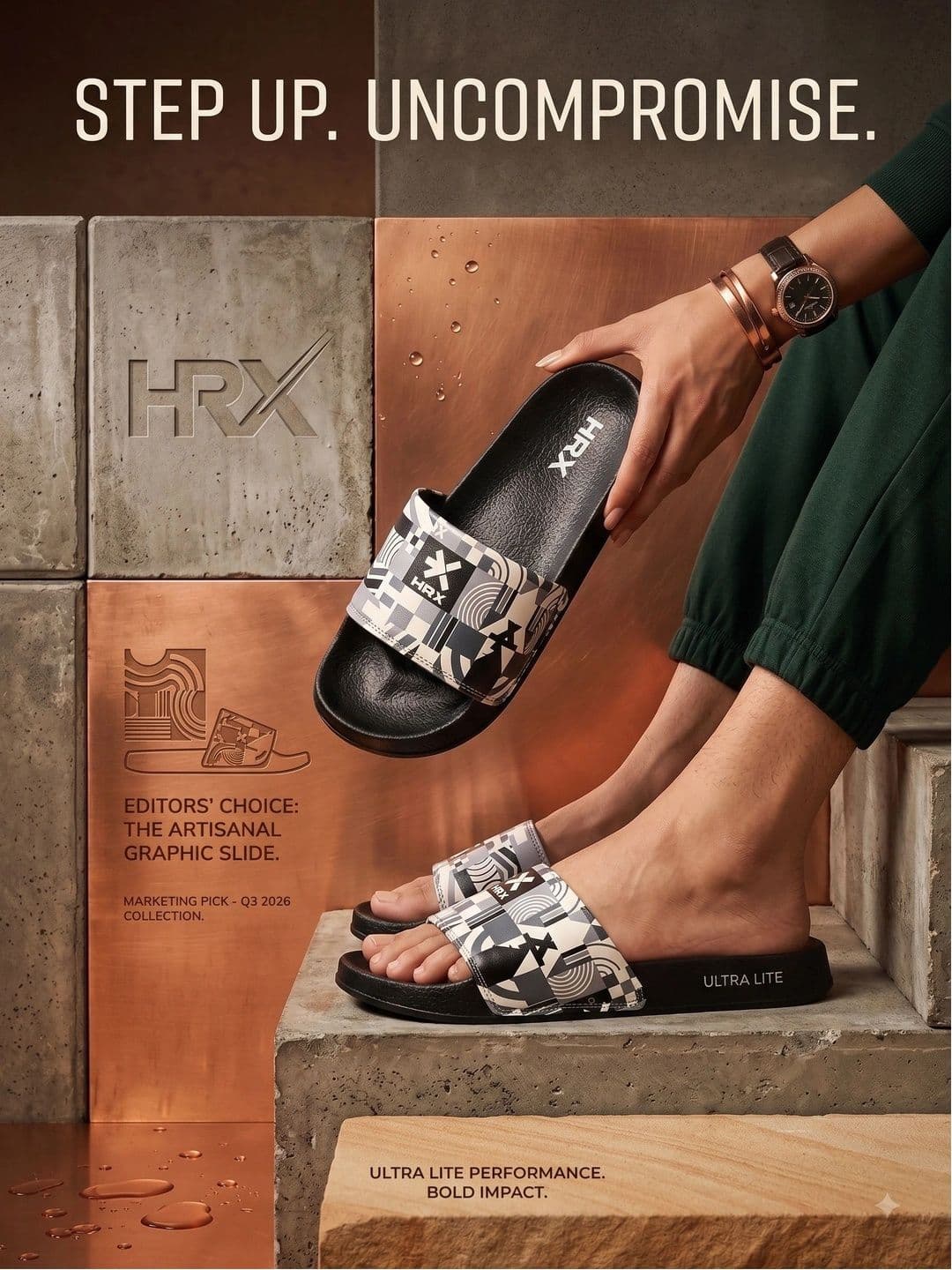 HRX by Hrithik Roshan Men Printed Sliders Flip Flops thumbnail 5