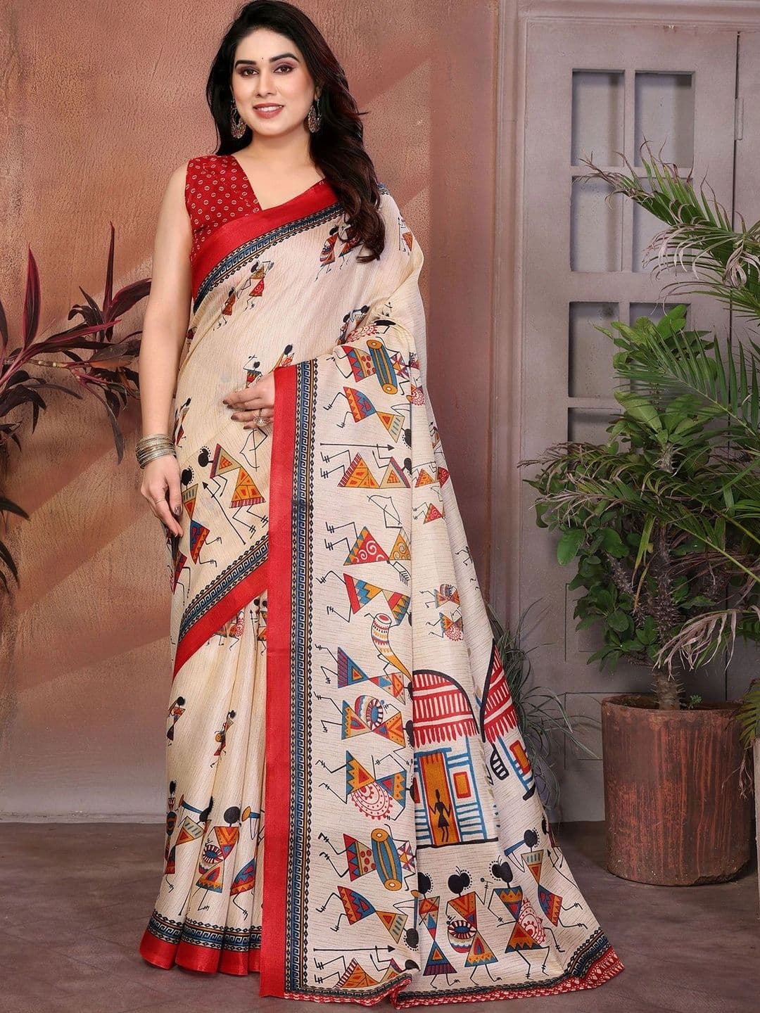 Lookmark Warli Art Silk Saree thumbnail 2