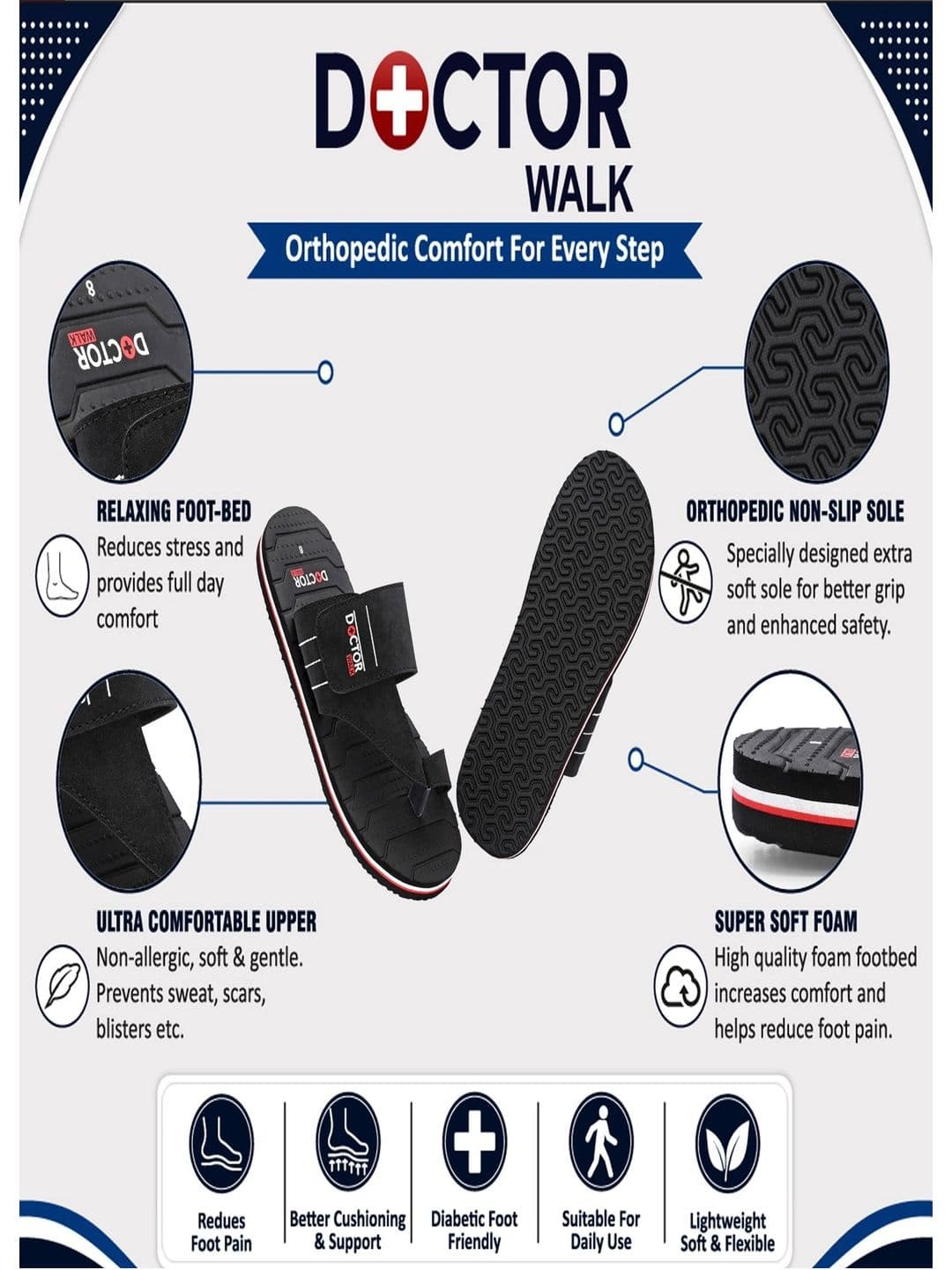 DOCTOR WALK Men Thong Flip-Flops thumbnail 2