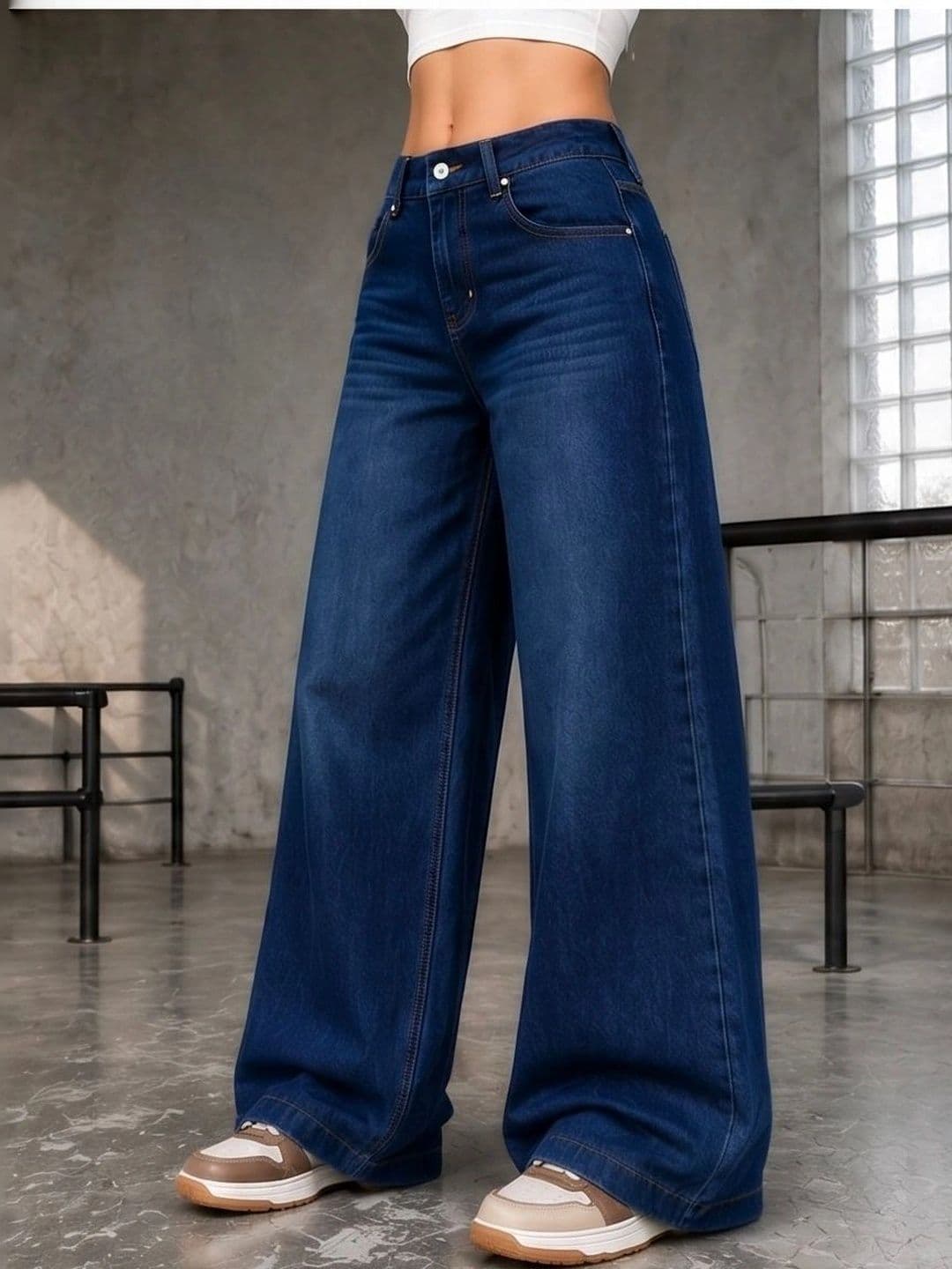 MERCEL Women Original Wide Leg High-Rise Light Fade Stretchable Jeans thumbnail 3