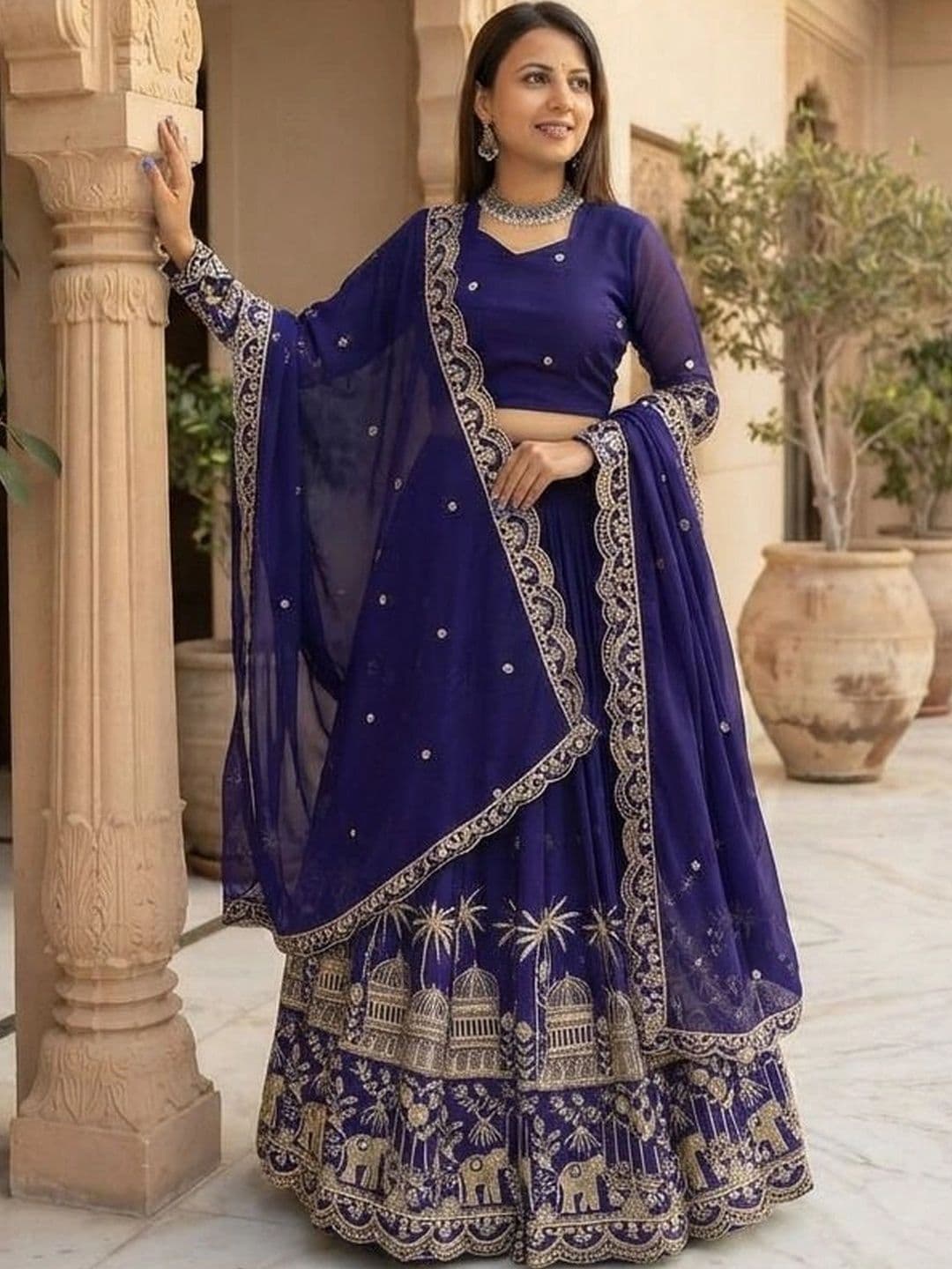 all about you Embroidered Semi-Stitched Lehenga & Blouse With Dupatta - view 1