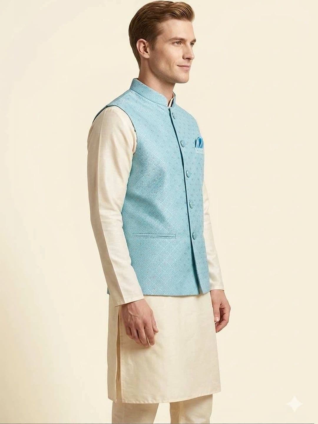 Safa Marwa Woven Design Nehru Jackets thumbnail 3