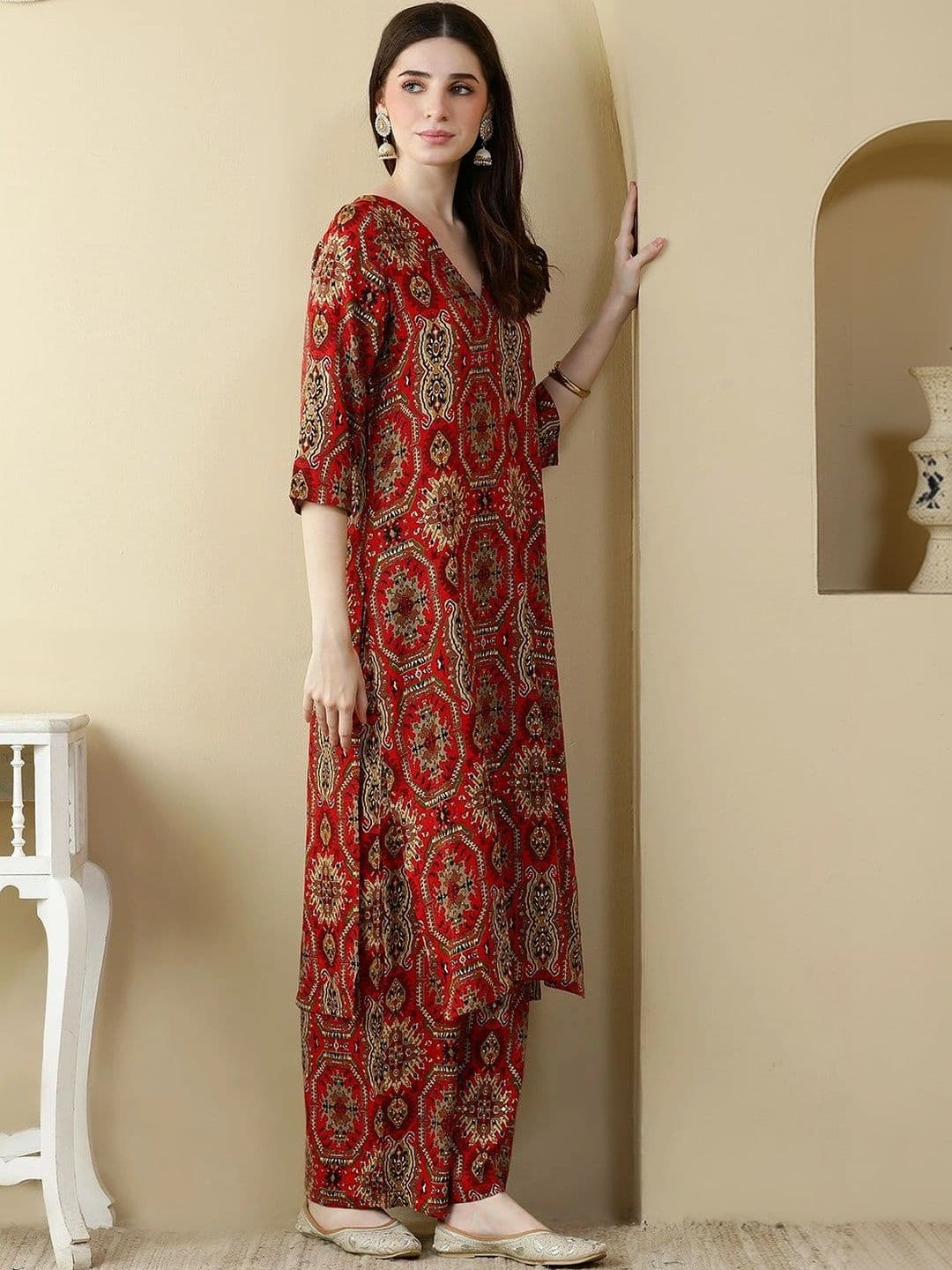 Anouk Women Ethnic Motifs Printed Regular Kurta with Palazzos thumbnail 7