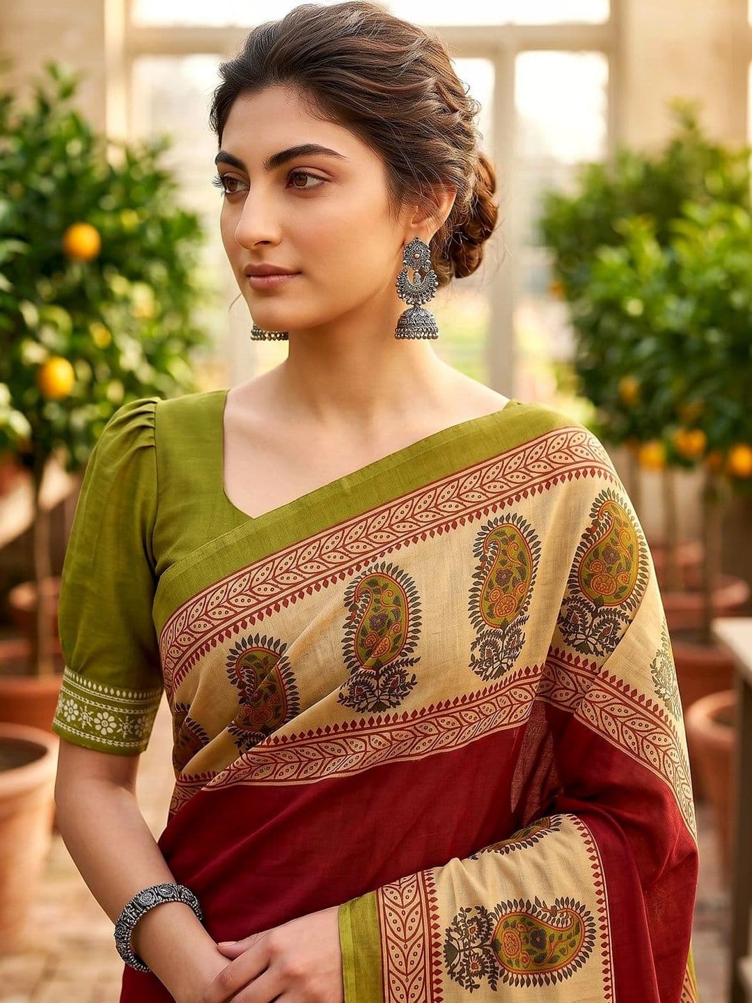 VS MALL Paisley Pure Cotton Saree thumbnail 3