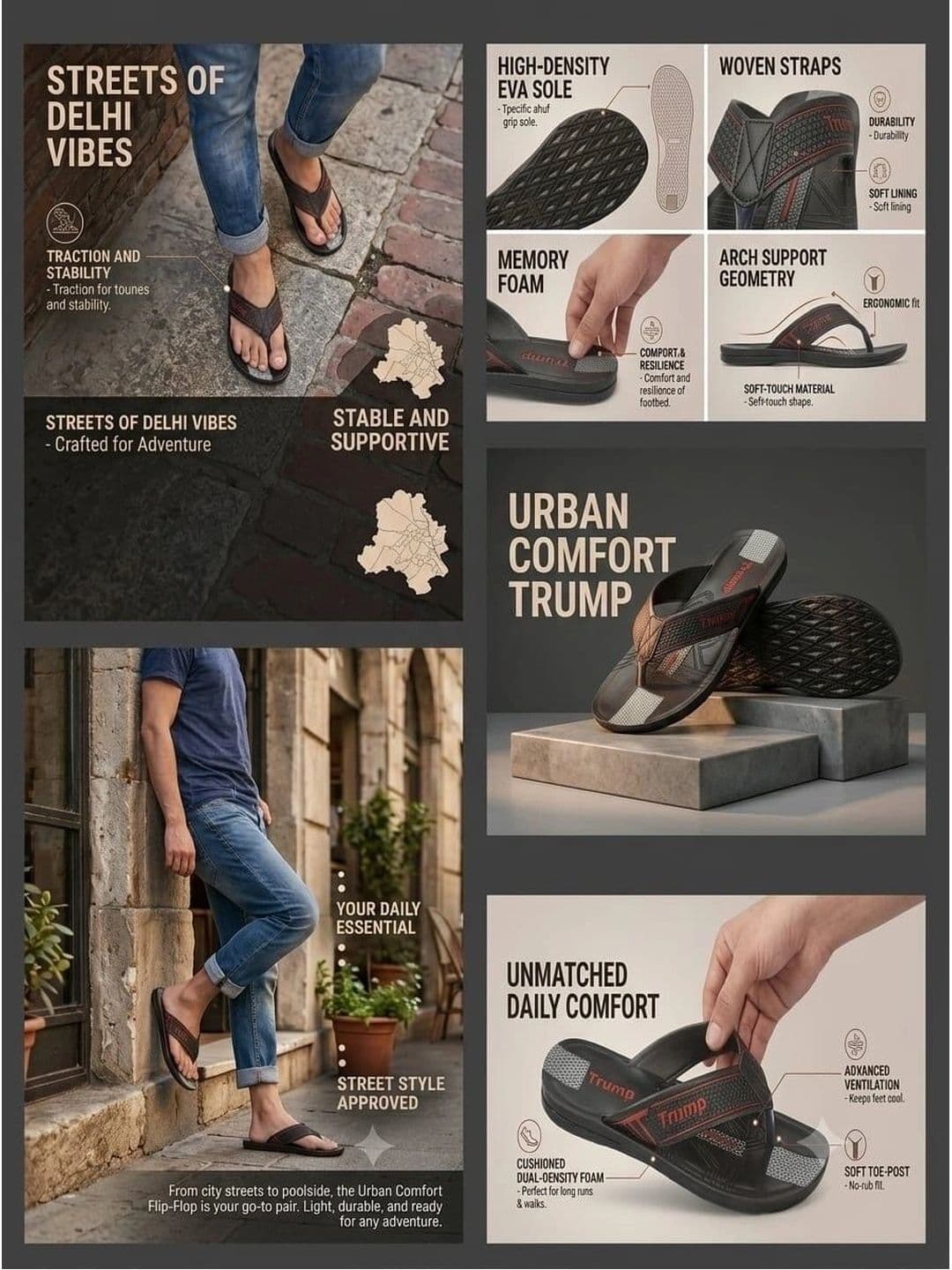 Trump Men Brown Flip Flops thumbnail 8