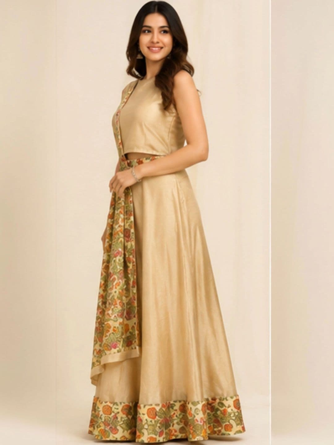DELIS Kalamkari Ready to Wear Lehenga & Blouse With Dupatta thumbnail 5