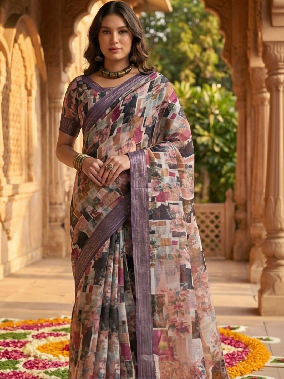 Anouk Rustic Zari Pure Linen Designer Khadi Saree thumbnail 3