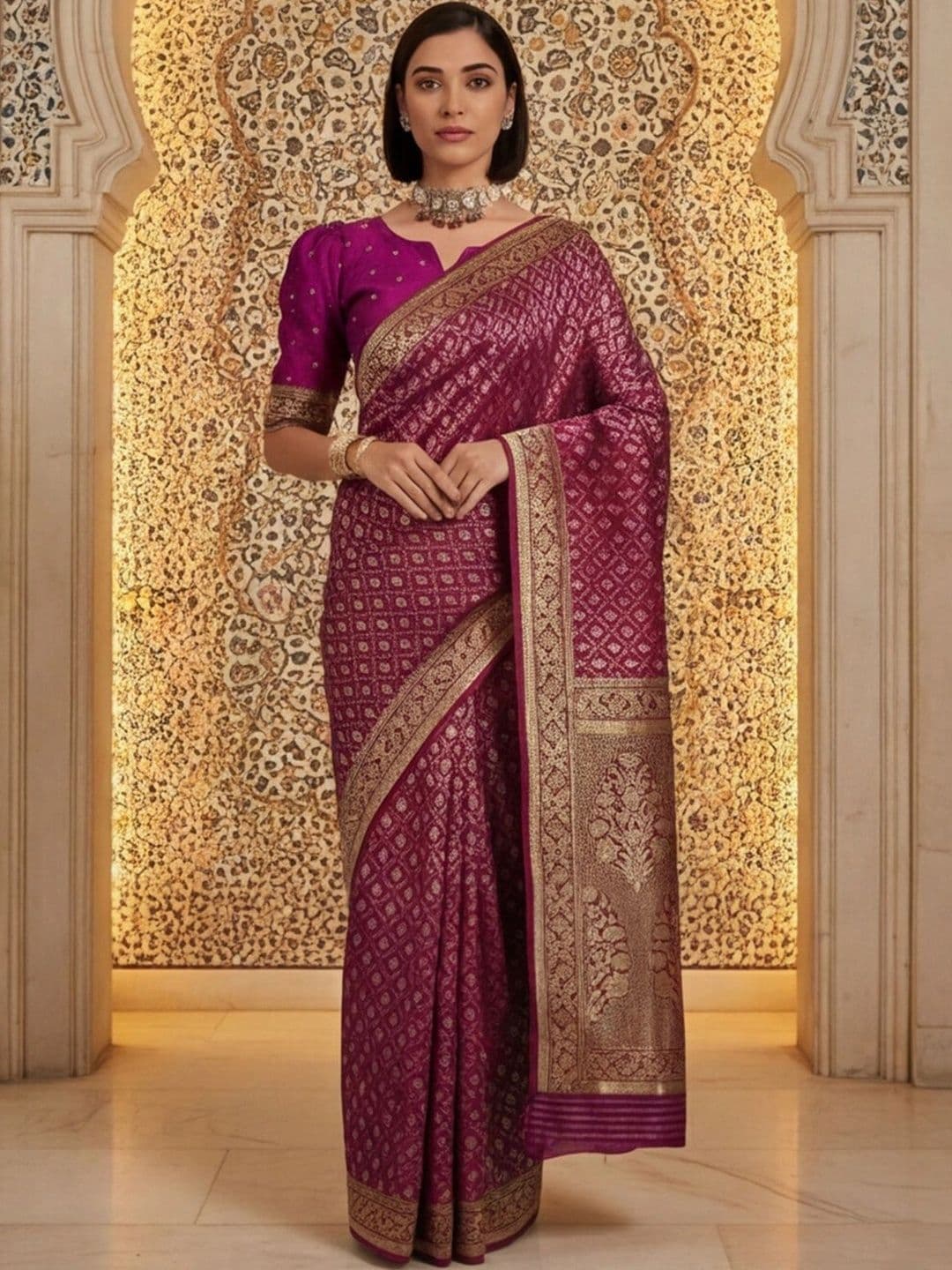 Anouk Rustic Woven Design Zari Silk Blend Designer Banarasi Saree - view 1