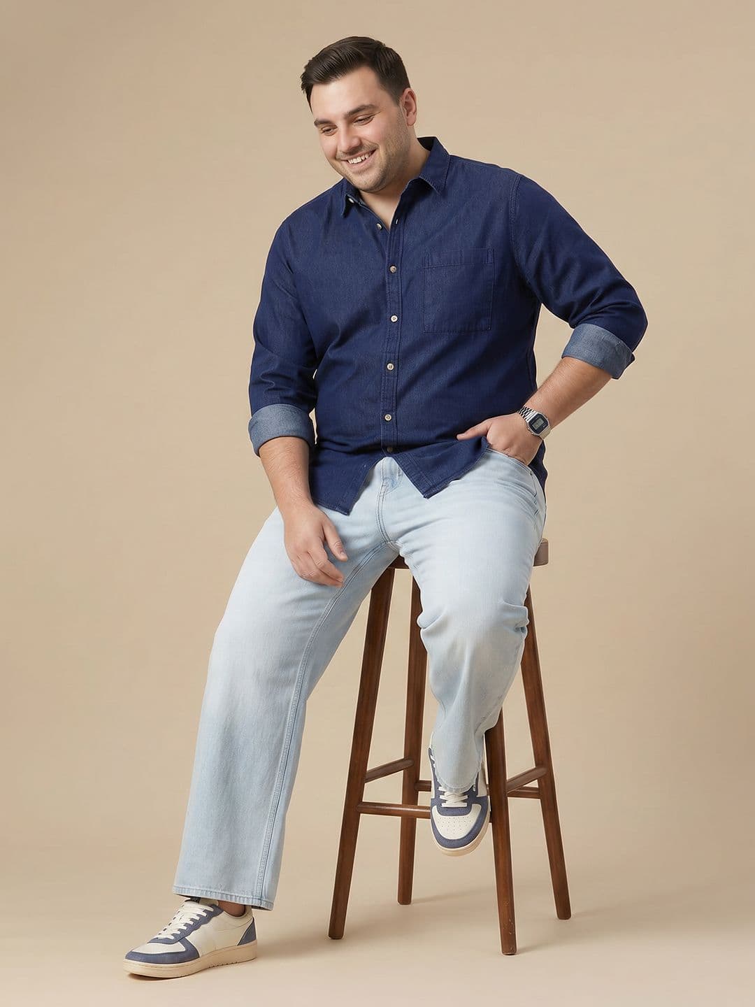 Sztori Plus Size Denim Casual Shirt thumbnail 5