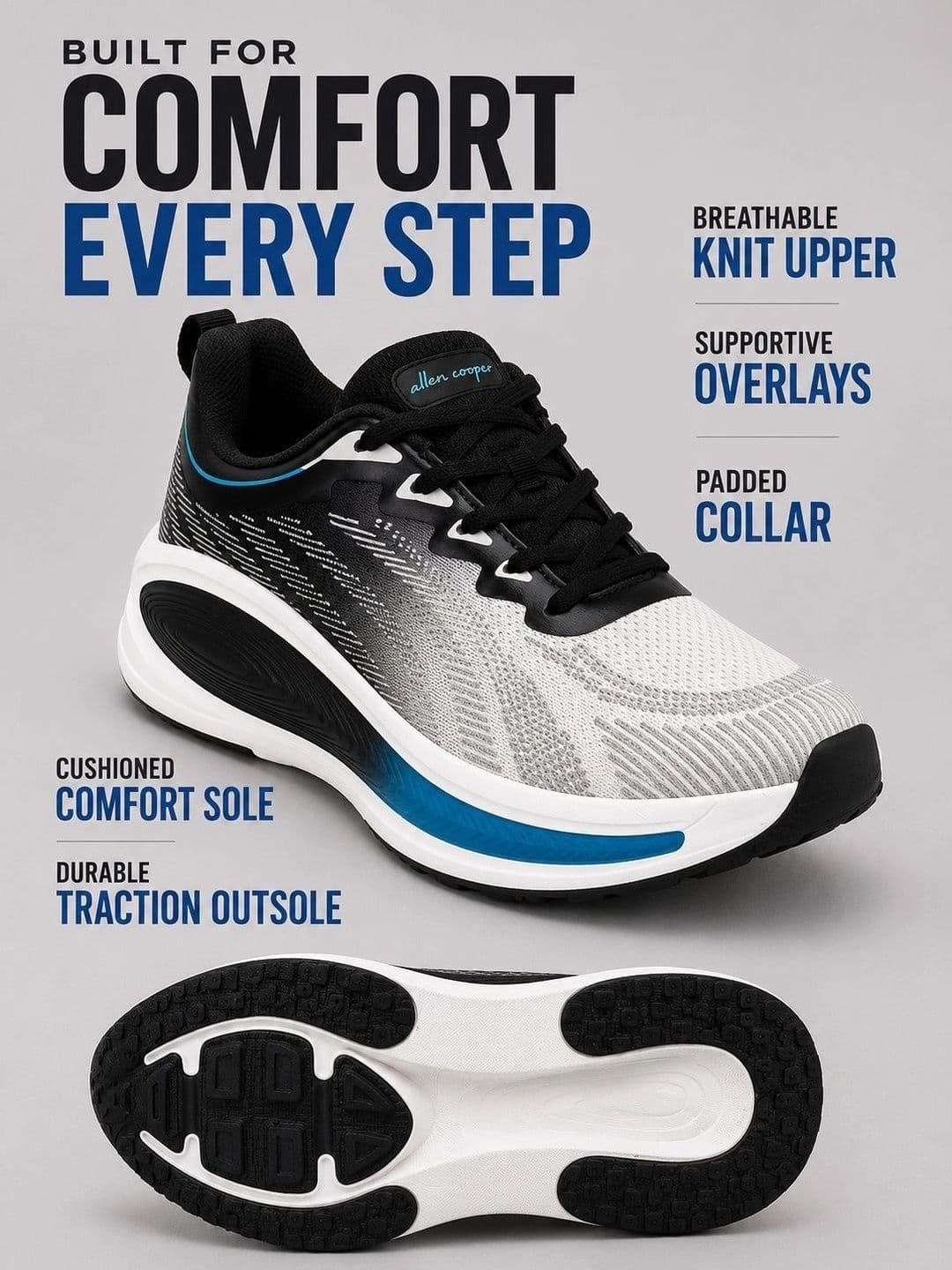 Allen Cooper Men Mesh Running Shoes thumbnail 2
