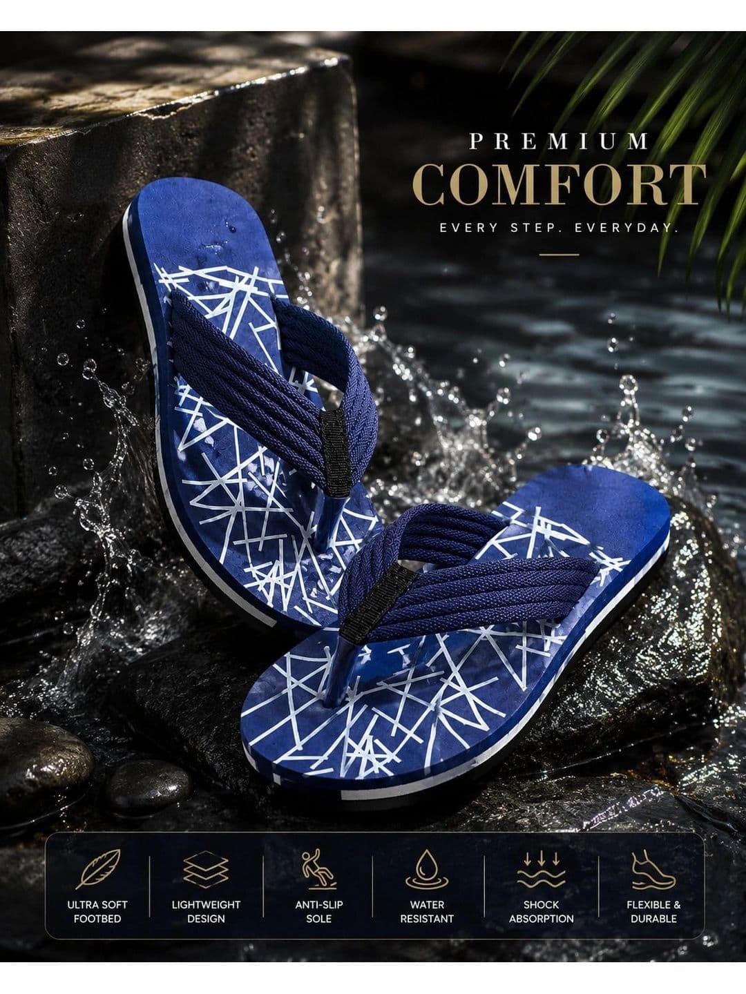 ENRIZZ Men Printed Thong Flip-Flops thumbnail 2