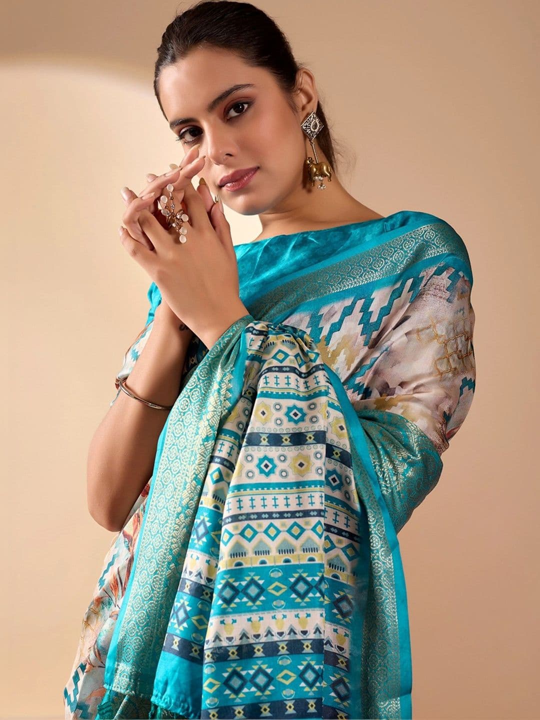 Moda Rapido Striped Zari Silk Blend Designer Saree thumbnail 5