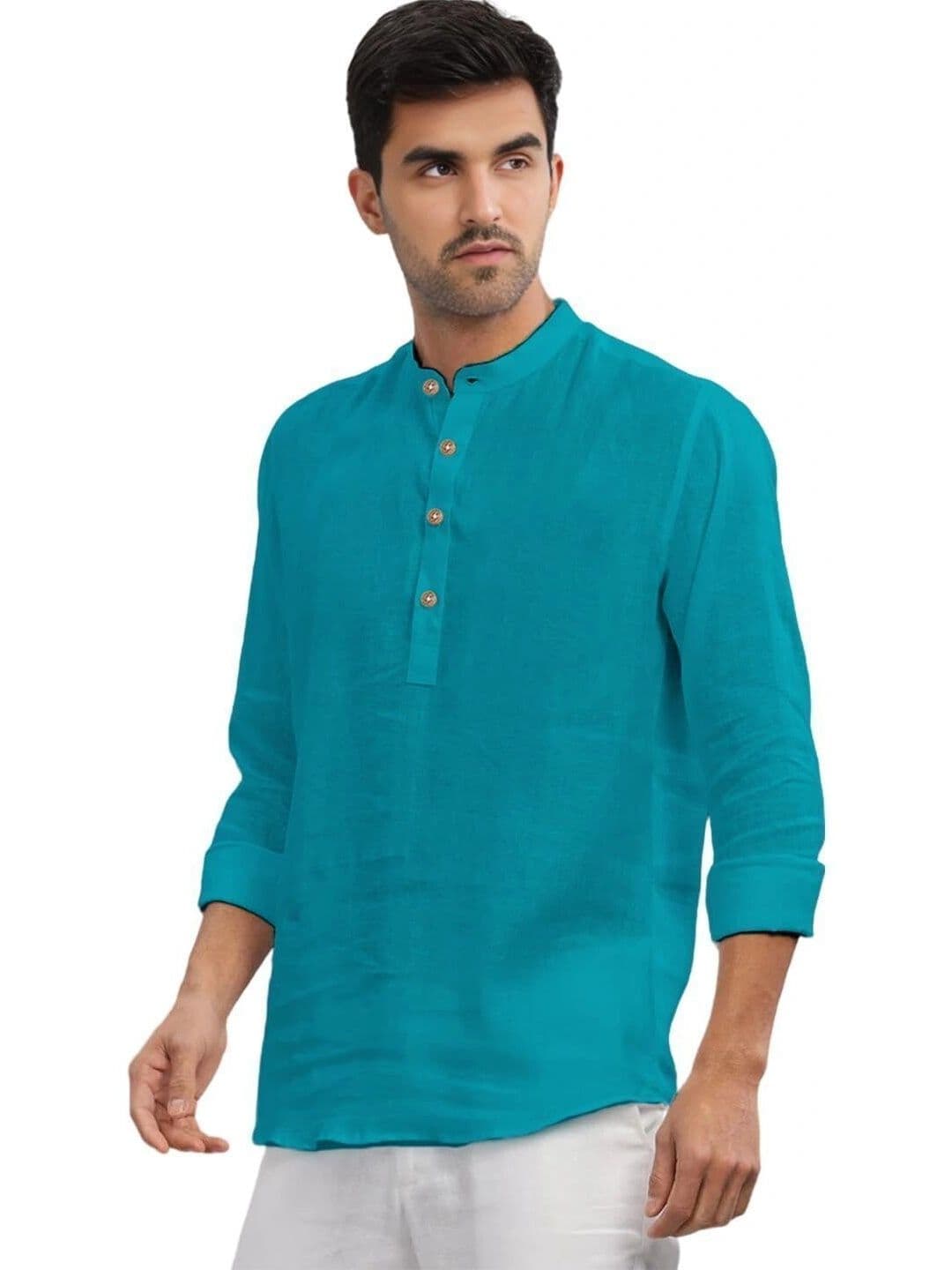 Amrit Trending Men Pack of 2 Cotton Mandarin Collar Kurta thumbnail 4
