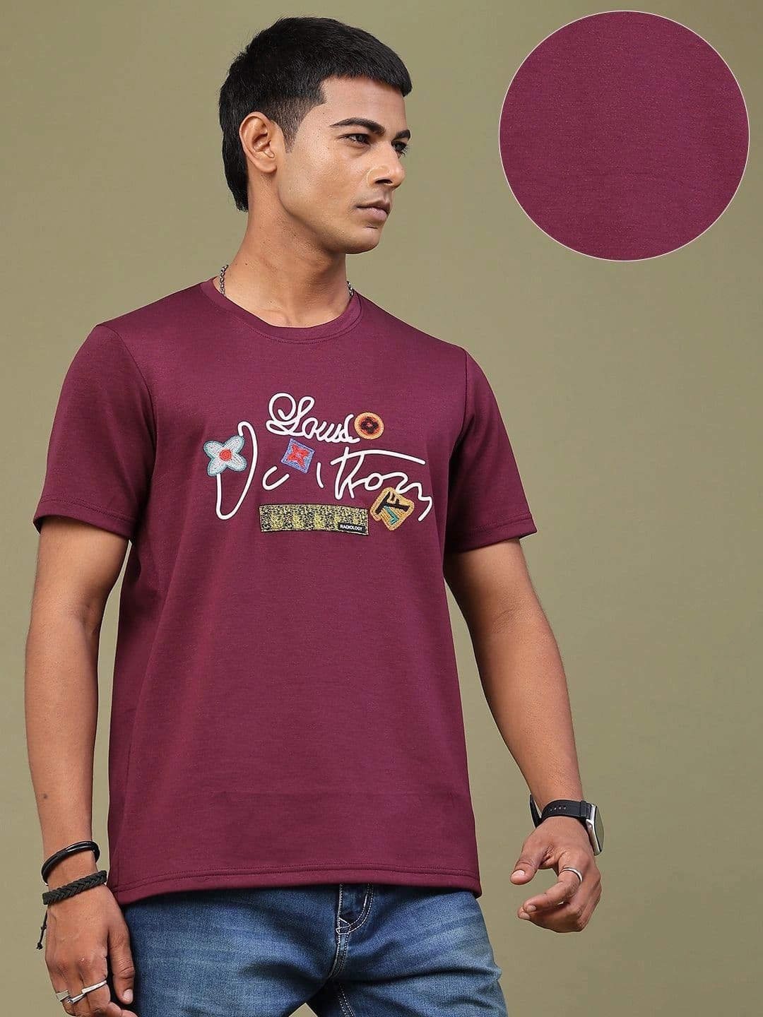 V-Mart Men Printed Applique Slim Fit T-shirt thumbnail 2