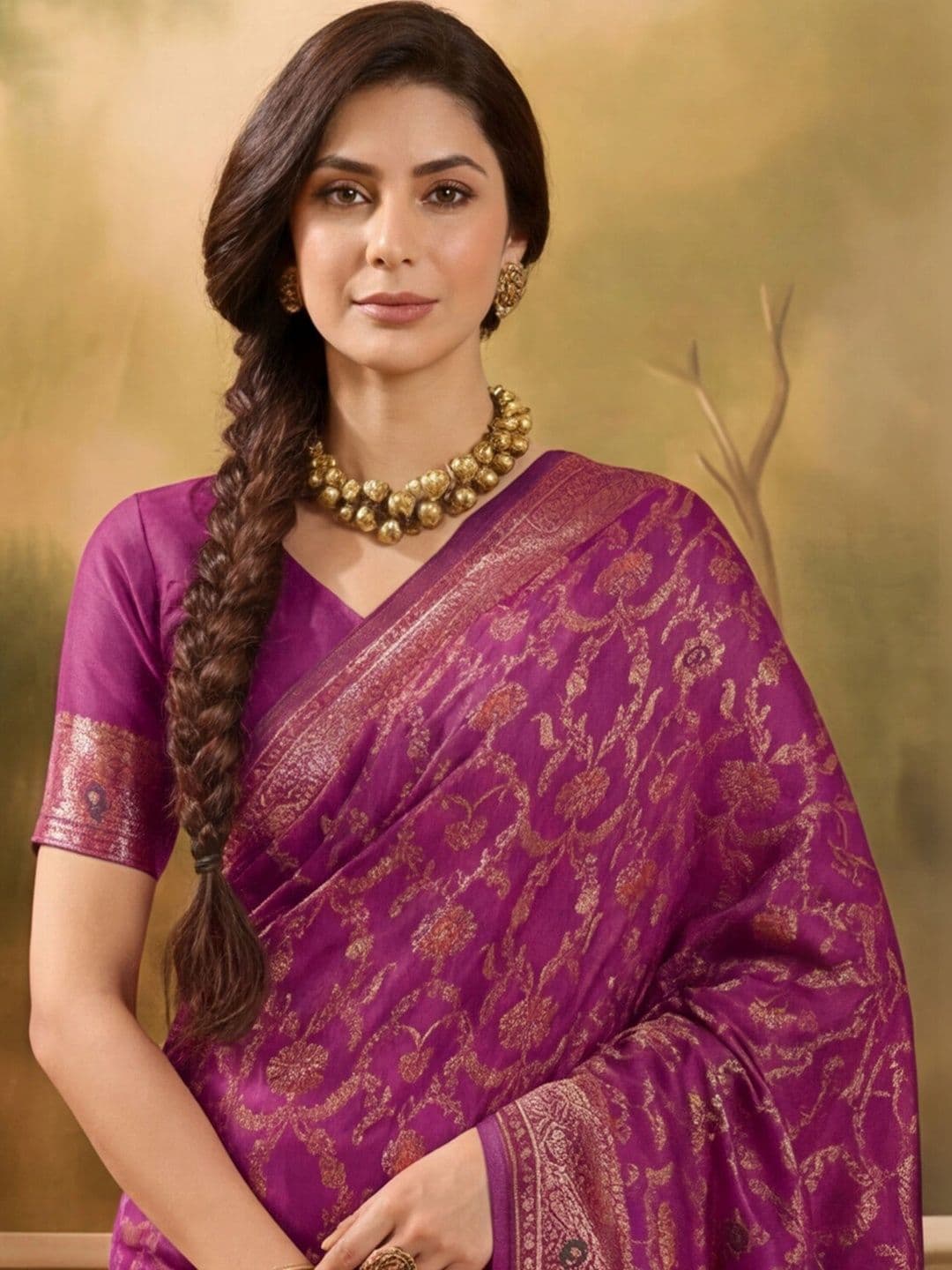 Anouk Rustic Paisley Zari Silk Blend Designer Kanjeevaram Saree thumbnail 7