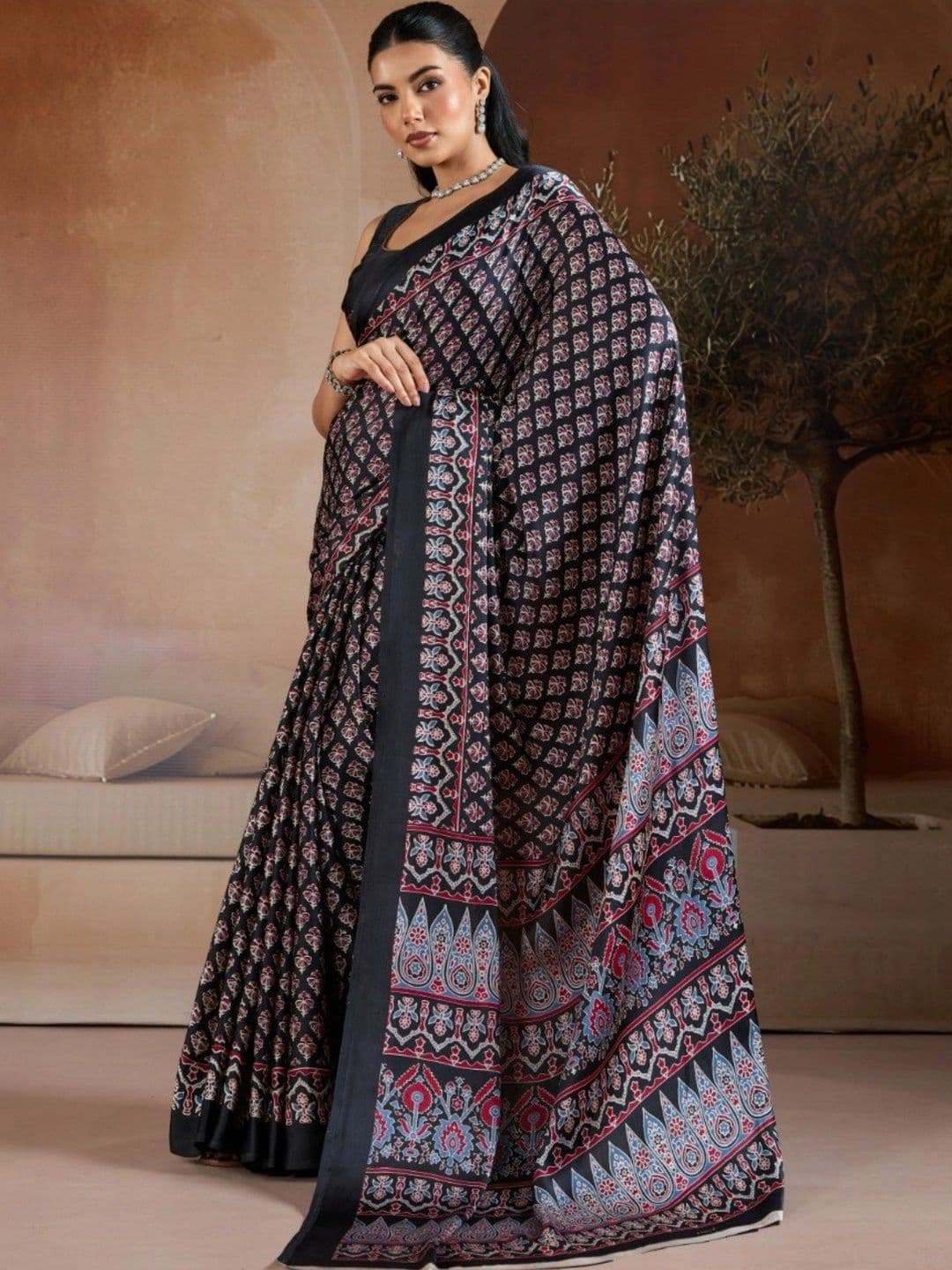 Moda Rapido Kalamkari Satin Designer Saree thumbnail 4