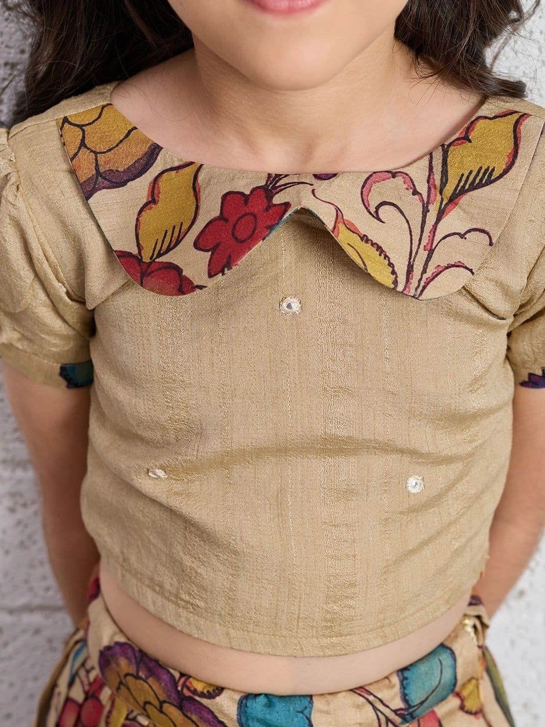 Tasarika Girls Embellished Sequinned Kalamkari Ready to Wear Lehenga & thumbnail 4