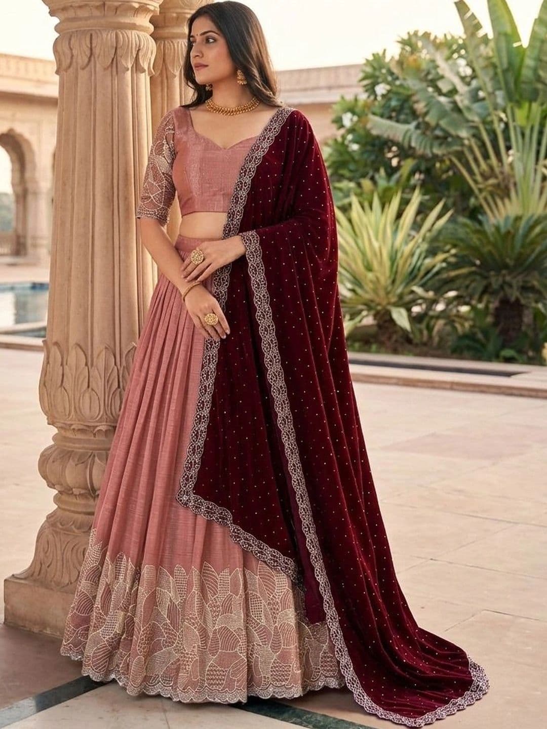all about you Embroidered Semi-Stitched Lehenga & Blouse With Dupatta thumbnail 2