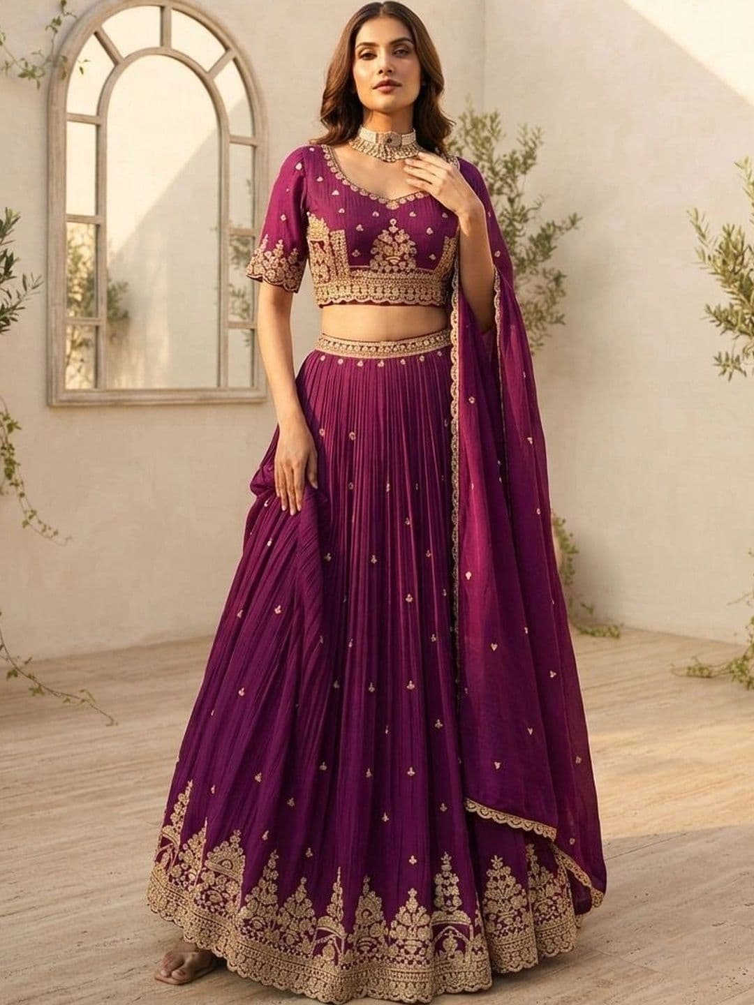 all about you Embroidered Semi-Stitched Lehenga & Blouse With Dupatta - view 1