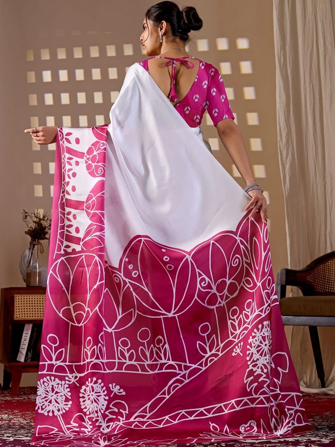 Moda Rapido Floral Satin Designer Saree thumbnail 4