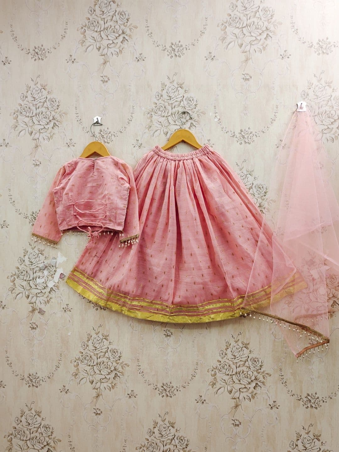 KALINI Girls Embellished Mirror Work Ready to Wear Lehenga & Blouse With Dupatta thumbnail 5