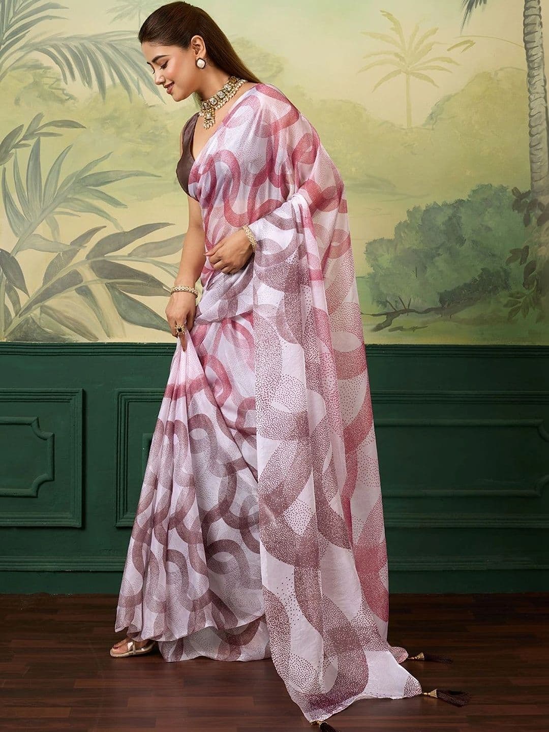 Nayanthara Trends Satin Designer Saree thumbnail 6