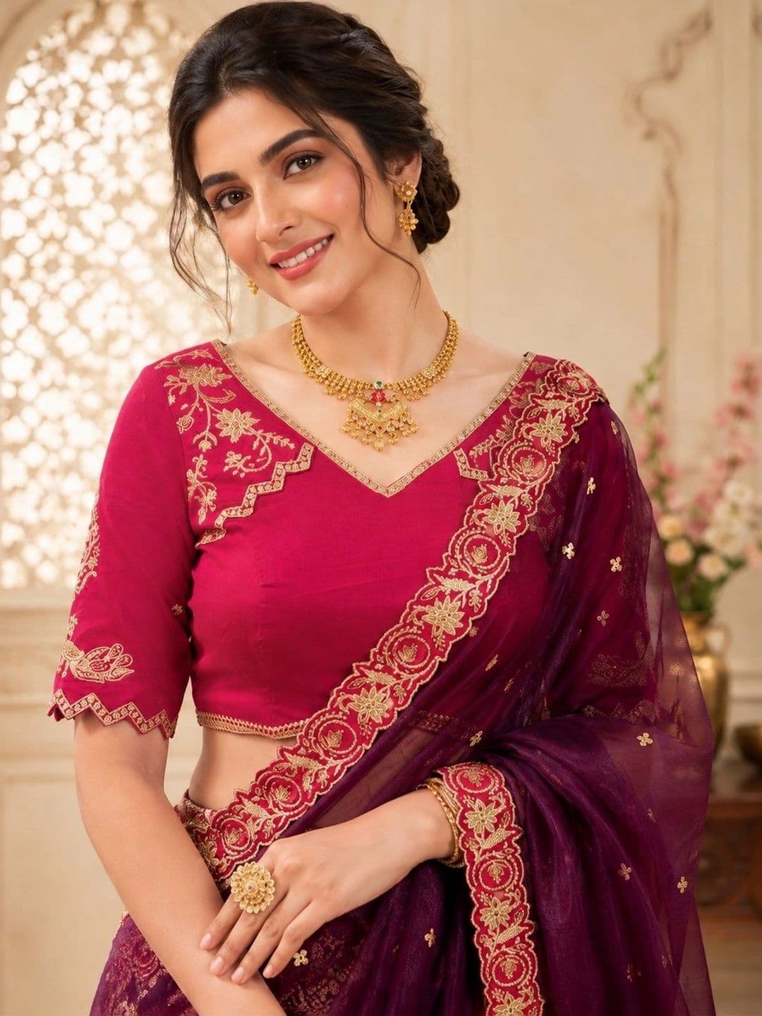 KALINI Embroidered Ready to Wear Lehenga & Unstitched Blouse With Dupatta thumbnail 3