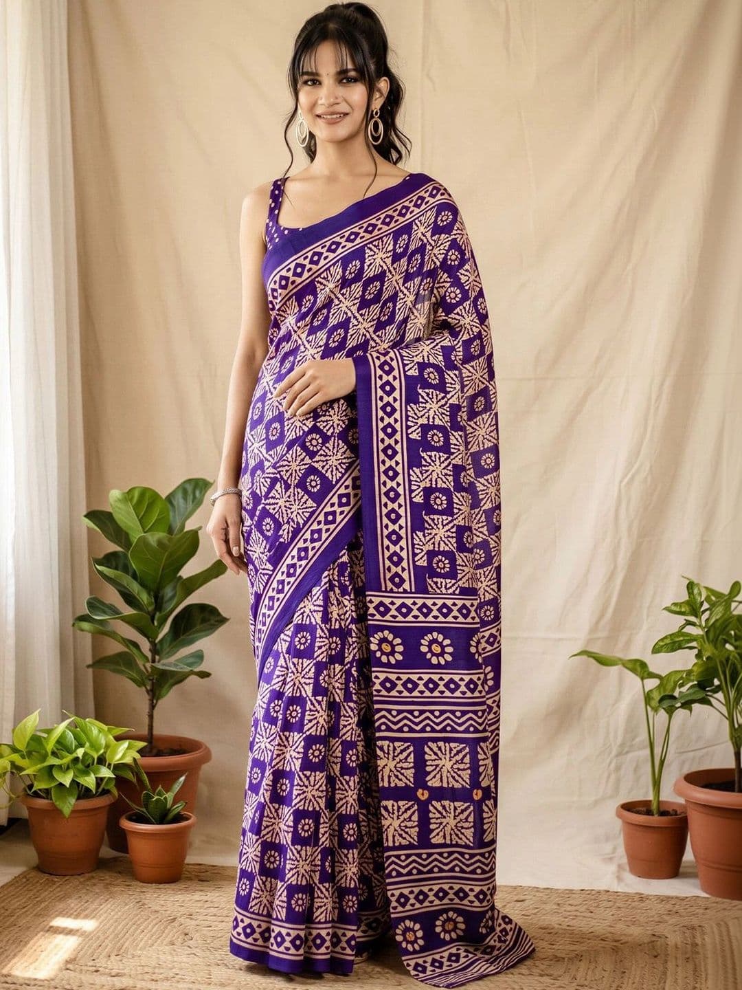 Anouk Batik Designer Block Print Saree - view 1