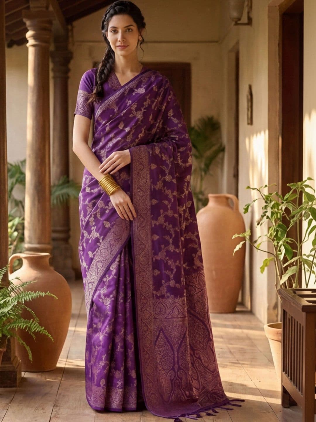 Anouk Rustic Woven Design Zari Silk Blend Designer Kanjeevaram Saree - view 1