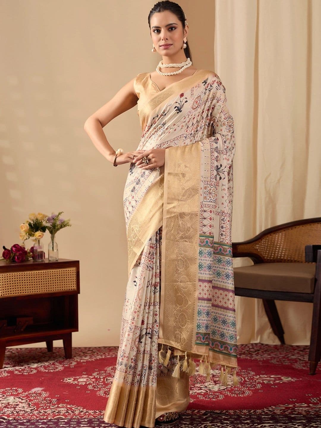 Moda Rapido Paisley Zari Silk Blend Designer Saree - view 1