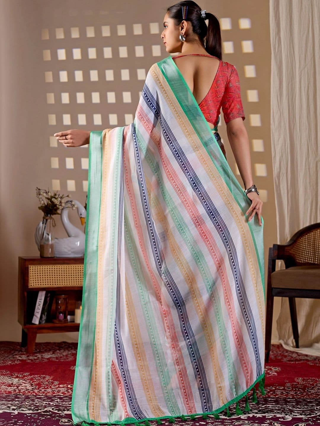 Moda Rapido Zari Linen Blend Designer Saree thumbnail 5