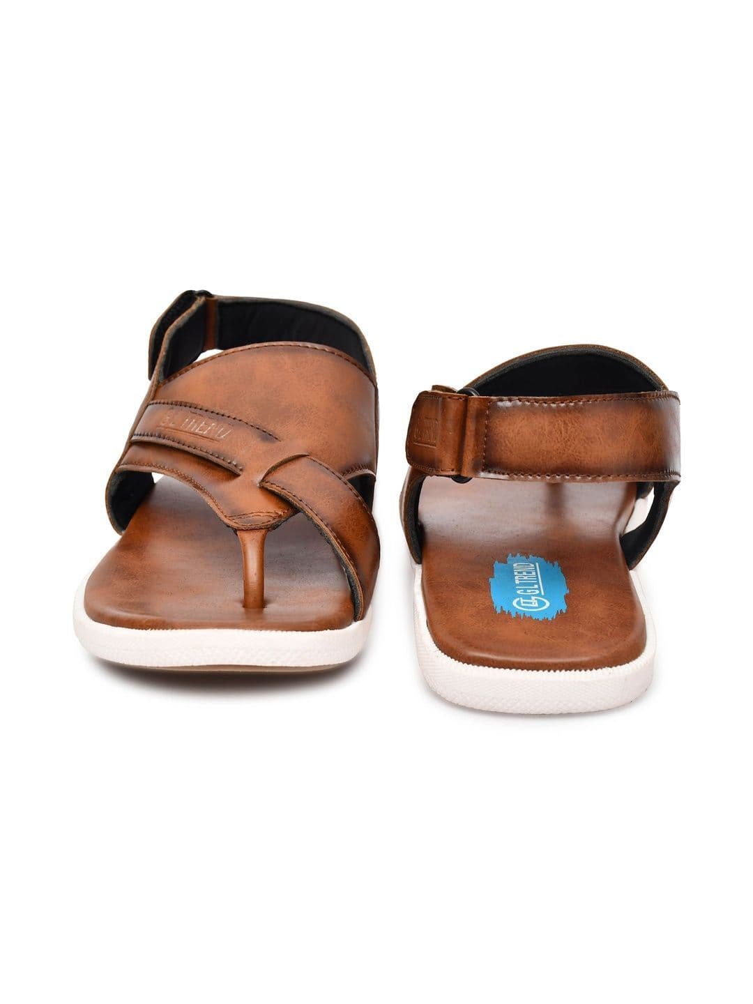 G L Trend Men Leather Comfort Casual Velcro Tan Sandals thumbnail 3