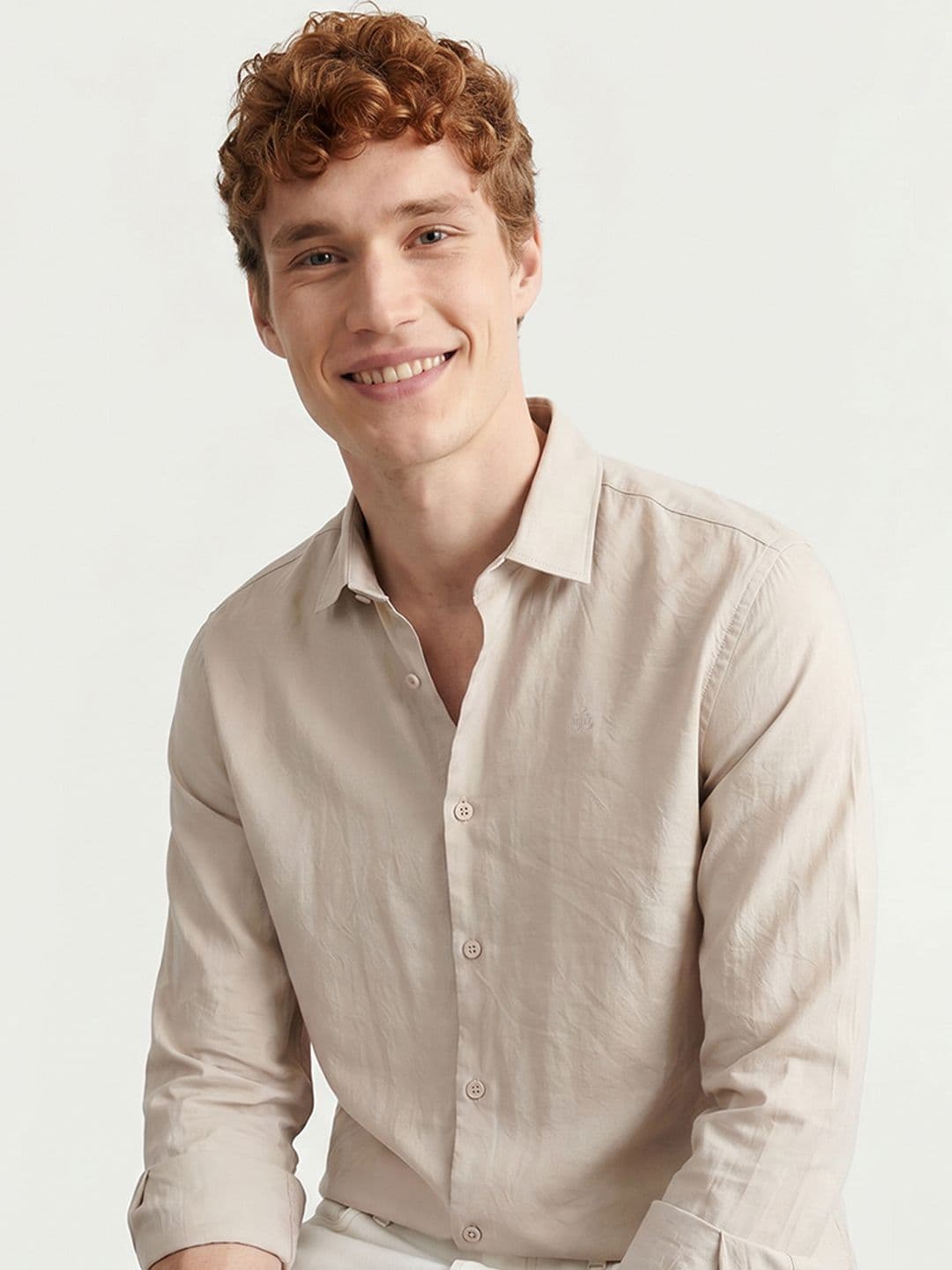 Mast & Harbour Easy Drape Textured Cream Shirt - view 1