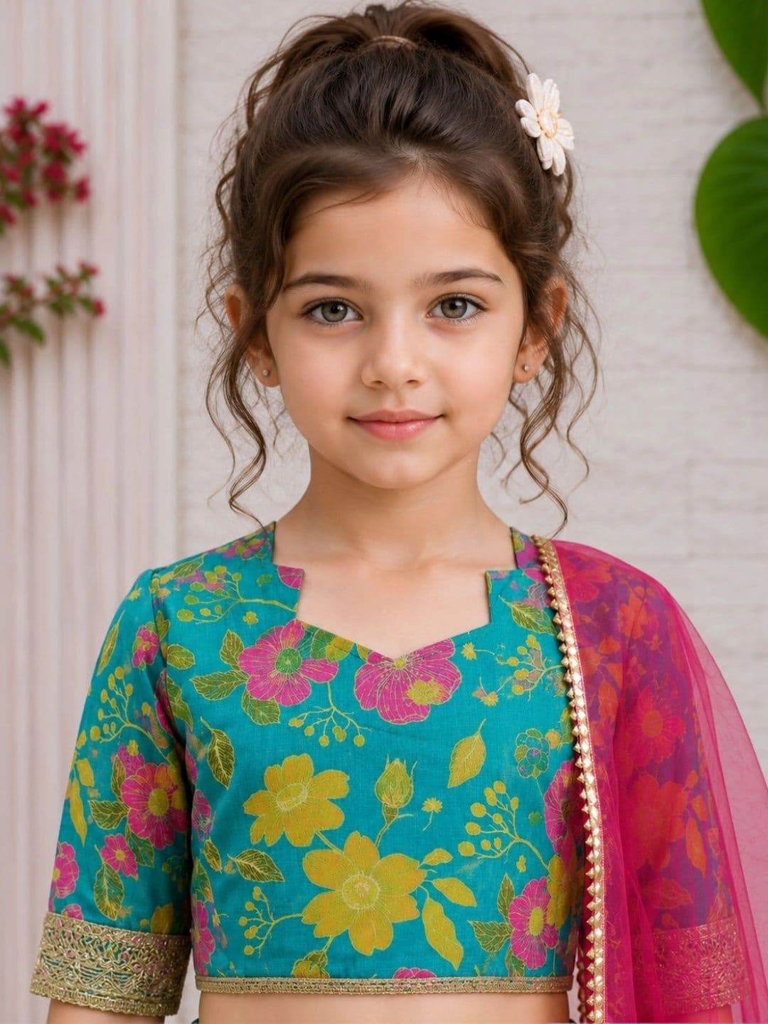 HERE&NOW Girls Print Floral Lehenga Choli Set thumbnail 7