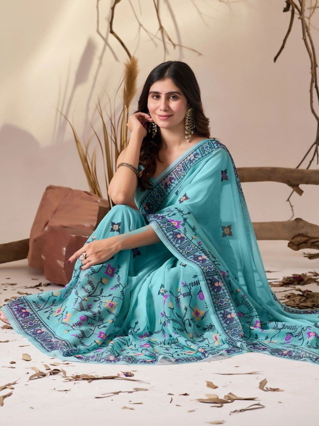Moda Rapido Embroidered Poly Georgette Designer Saree thumbnail 5