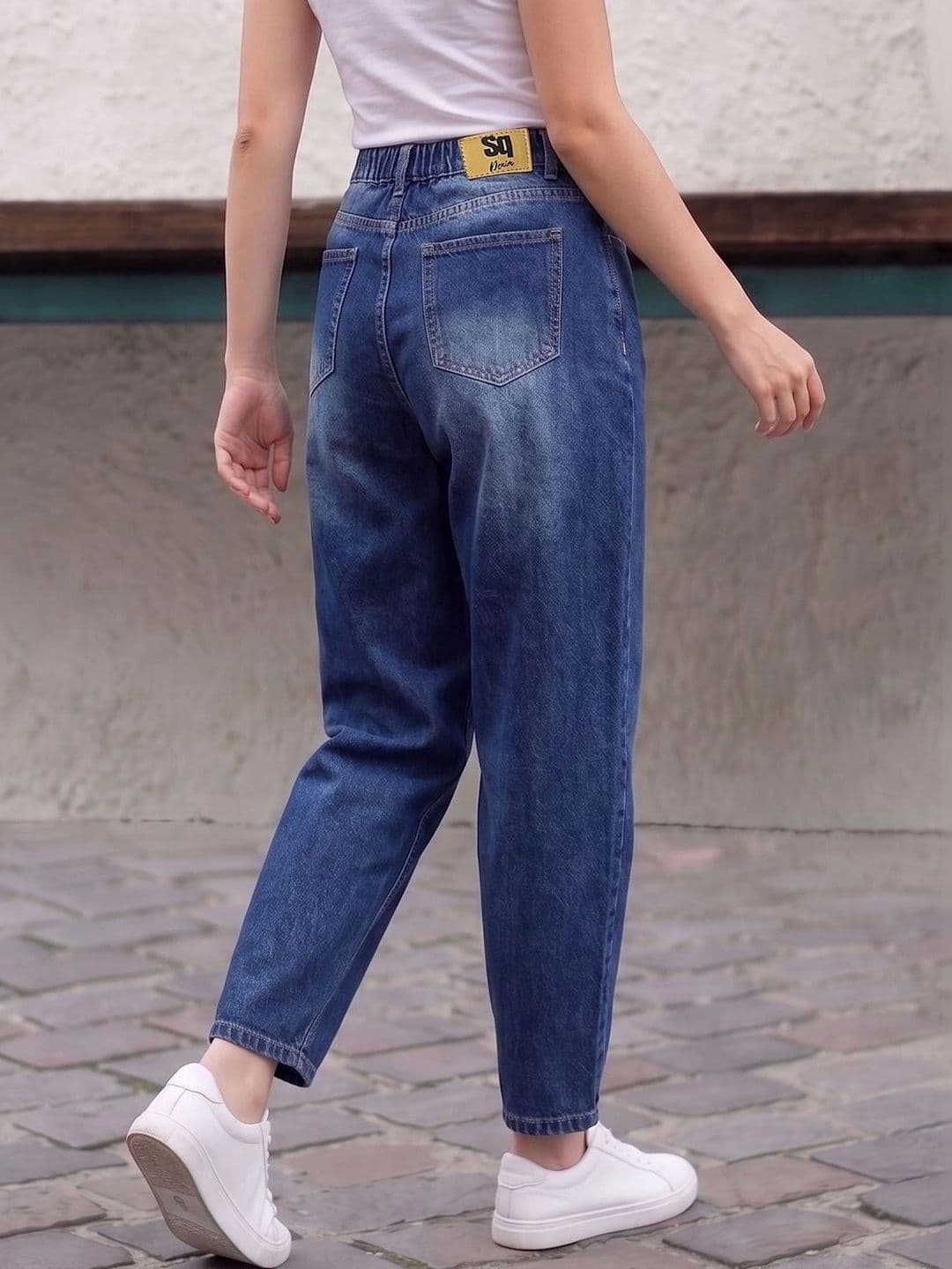 Style Quotient Women Barrel Fit High Rise Cotton Jeans thumbnail 2