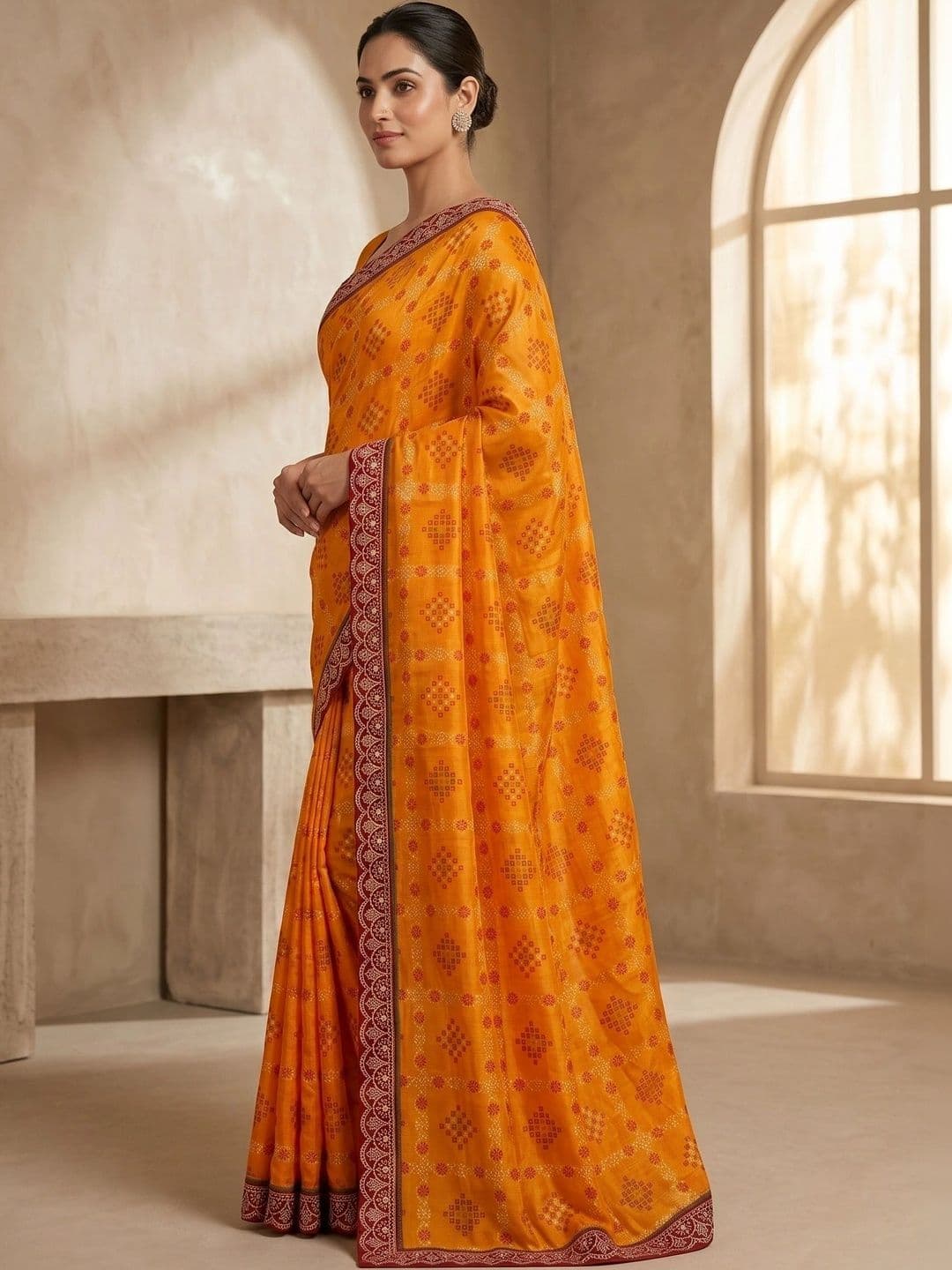 Textile Mantra Bandhani Embroidered Poly Georgette Bandhani Saree thumbnail 3