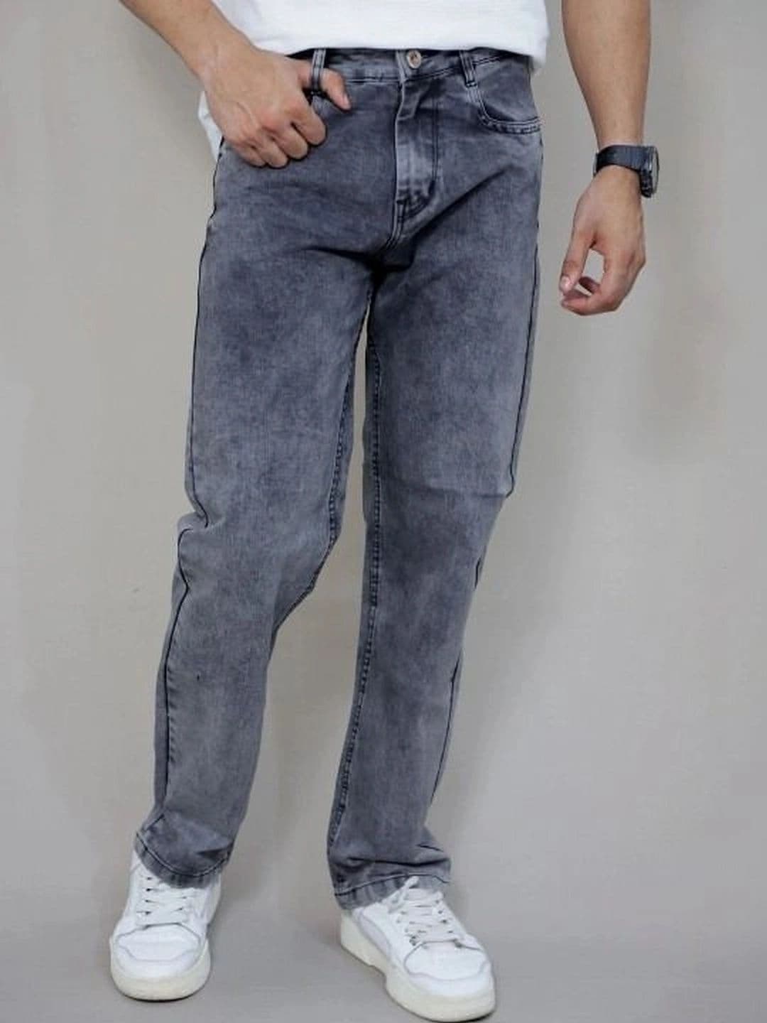 Moda Rapido Men Straight Fit Mid-Rise Low Distress Light Fade Jeans thumbnail 5
