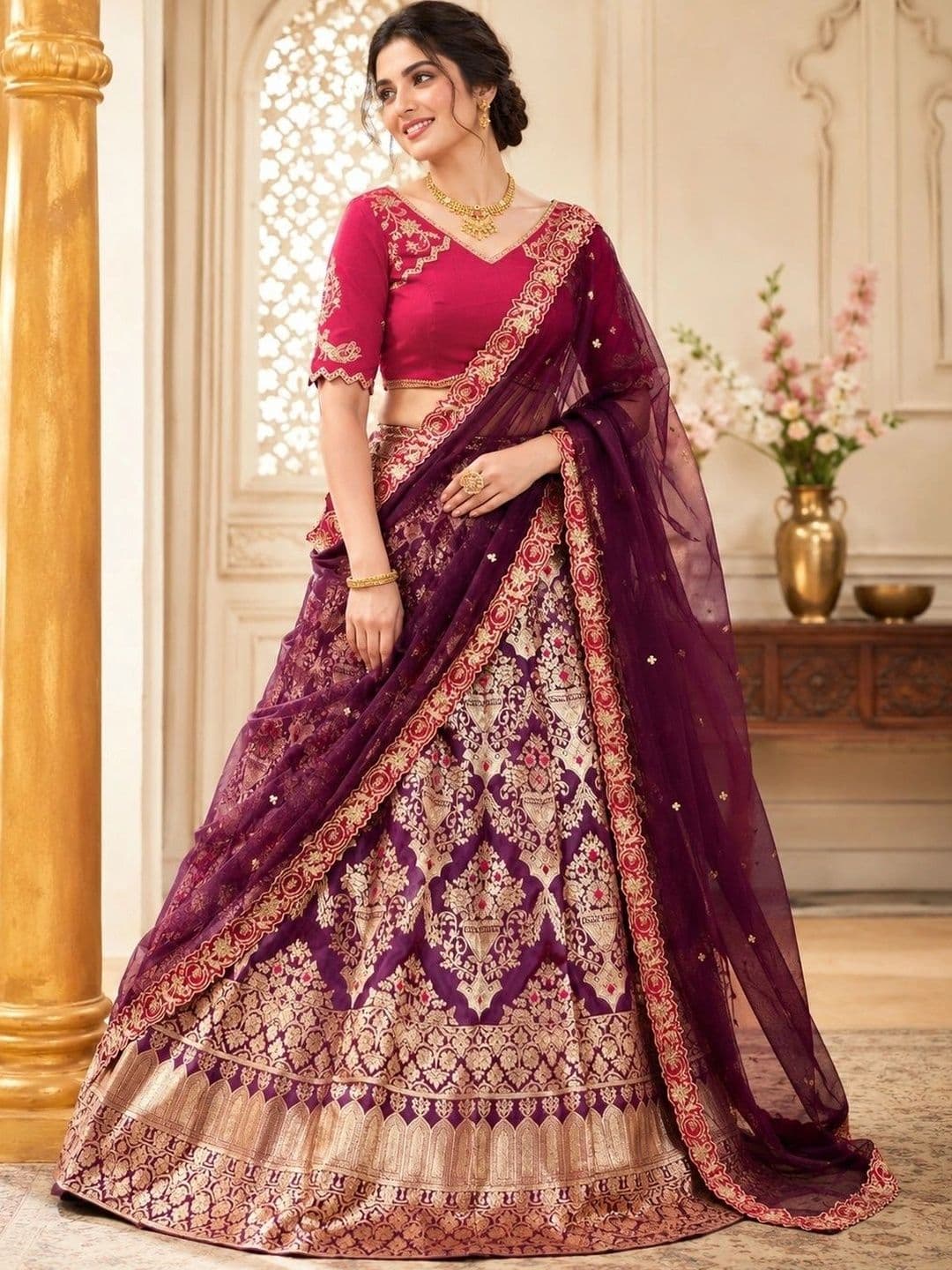 KALINI Embroidered Ready to Wear Lehenga & Unstitched Blouse With Dupatta thumbnail 5