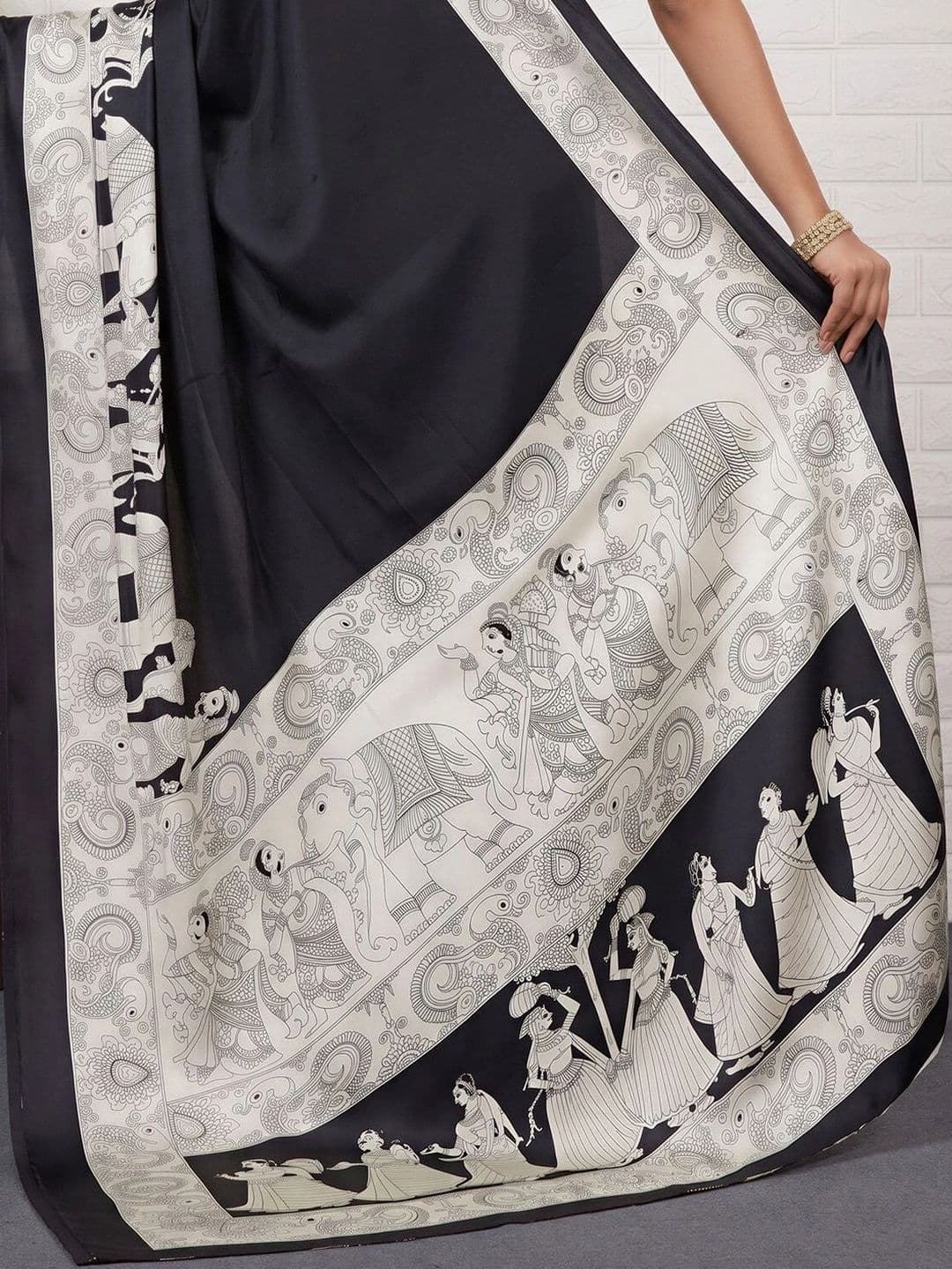 Anouk Kalamkari Satin Designer Banarasi Saree thumbnail 7