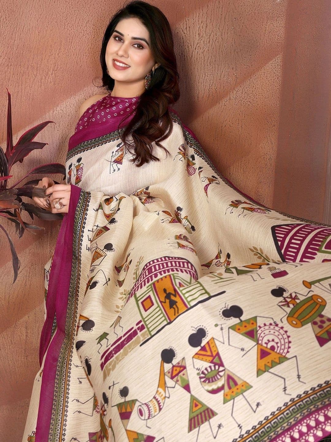 Lookmark Warli Art Silk Saree thumbnail 4