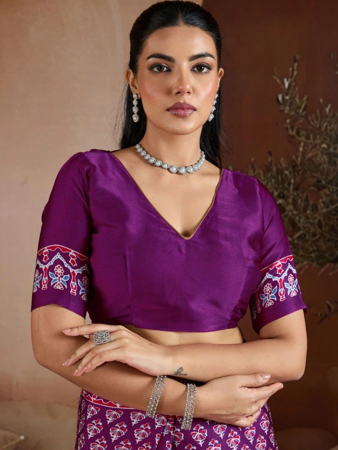 Moda Rapido Ajrak Block Satin Designer Saree thumbnail 2