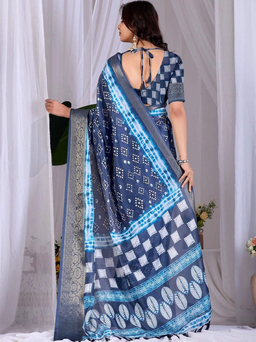 Moda Rapido Tie and Dye Zari Silk Blend Designer Saree thumbnail 6