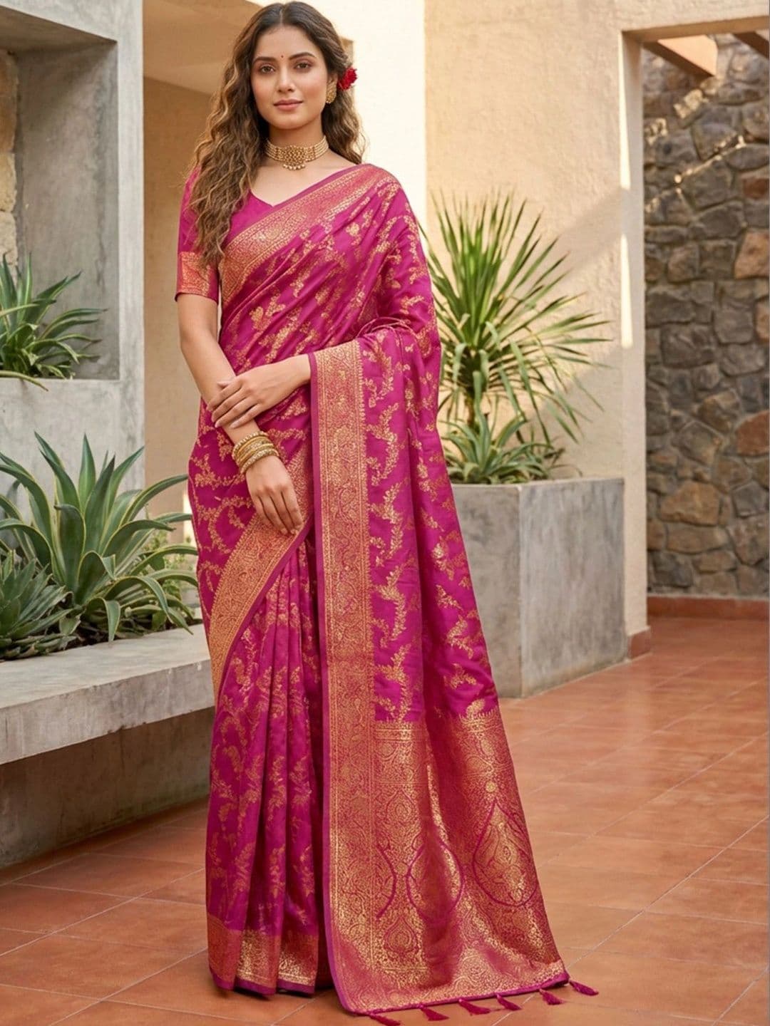 Anouk Rustic Woven Design Zari Silk Blend Designer Kanjeevaram Saree - view 1