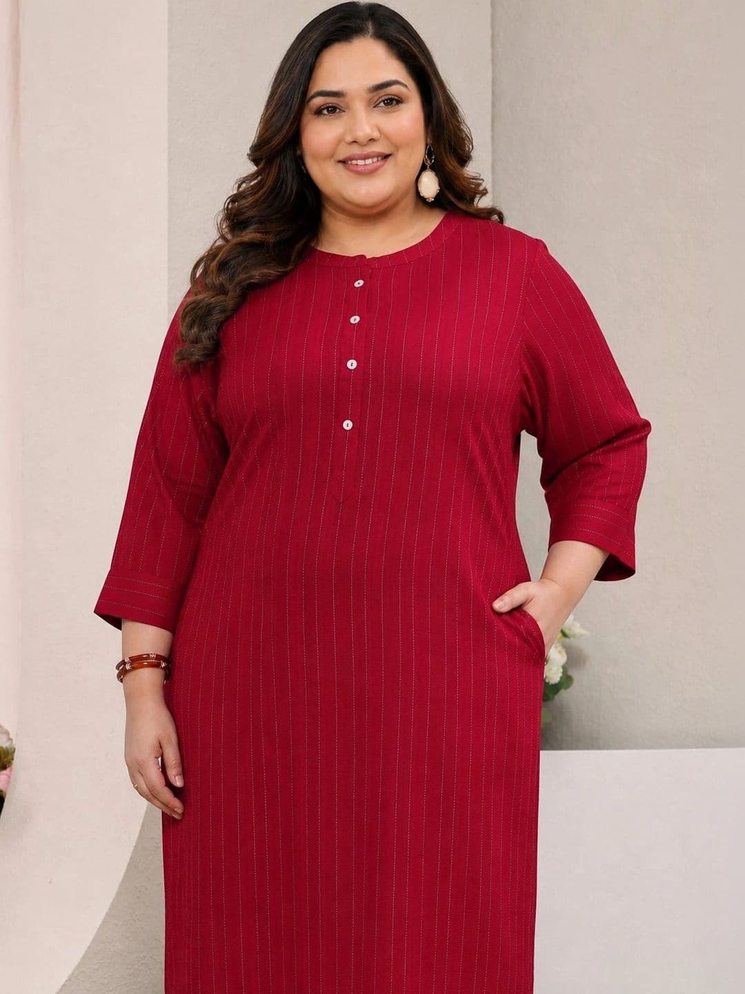 EXTRA LOVE BY LIBAS Women Three Quarter Sleeves Kurta thumbnail 4